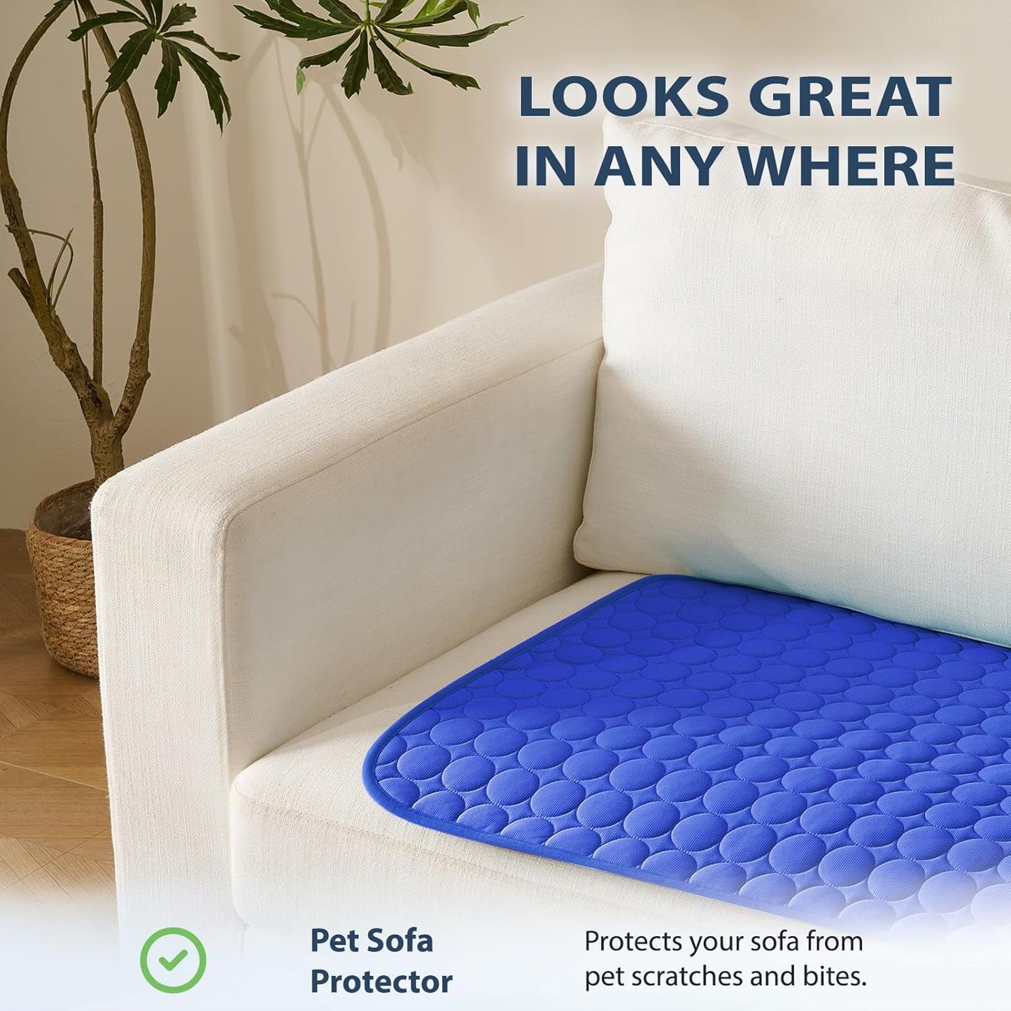 MICROCOSMOS Summer Cooling Mat & Sleeping Pad- Water Absorption Top, Materials Safe, Easy Carry, EZ Clean. Keep Cooling for Pets, Kids and Adults.(Dark Blue, 36" x24")