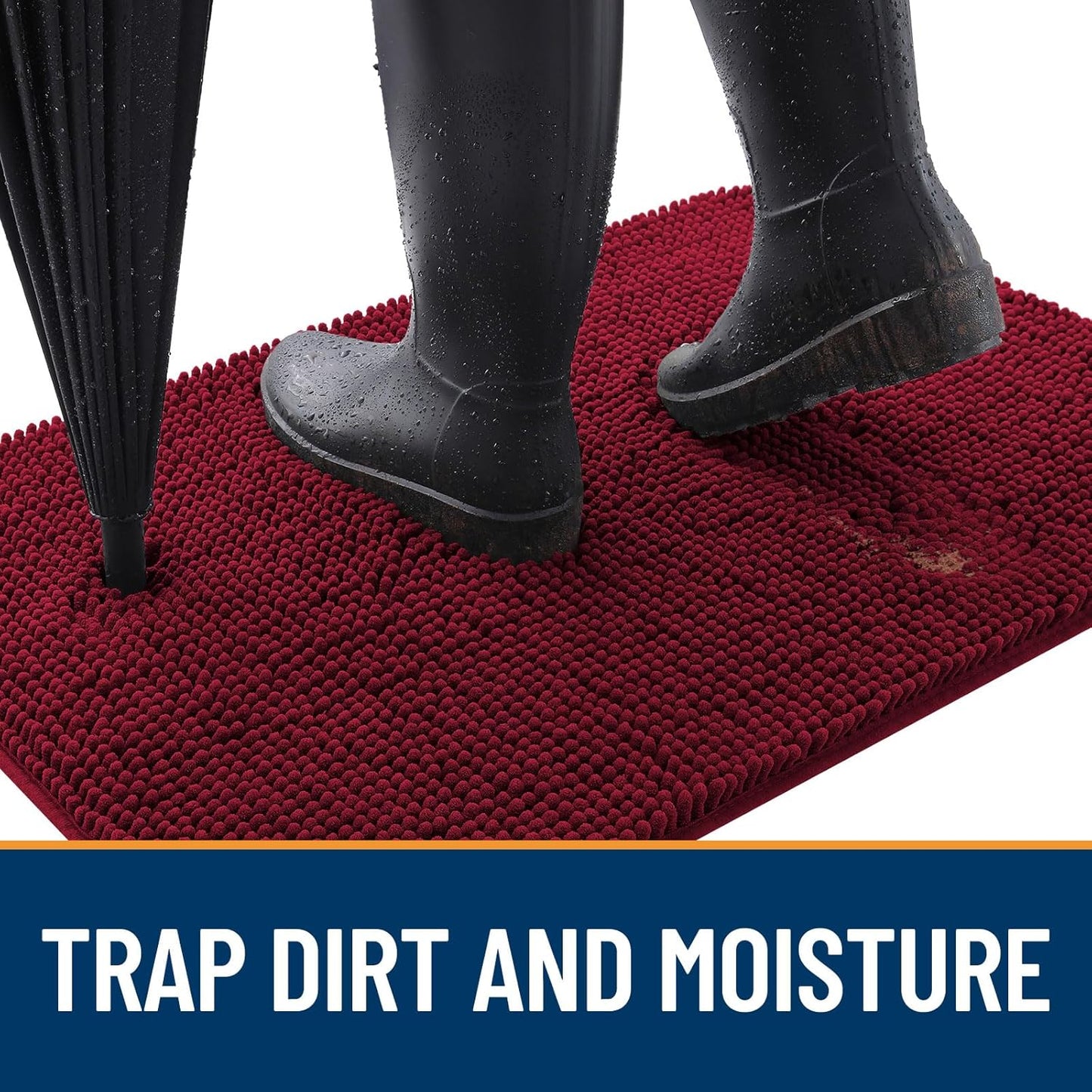 OLANLY Dog Door Mat for Muddy Paws 48x30, Absorbs Moisture and Dirt, Absorbent Non-Slip Washable Doormat, Quick Dry Chenille Mud Mat for Dogs, Entry Indoor Entryway Carpet for Inside Floor, Burgundy