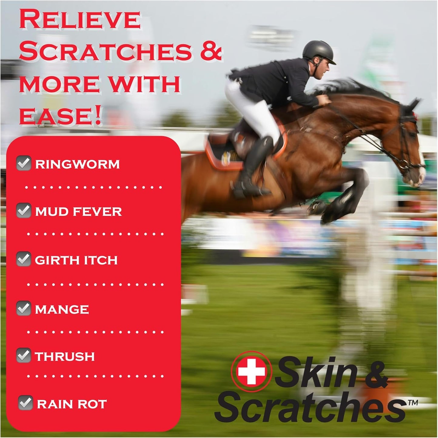 Show Out Skin & Scratches Prevention Pack - Fast Relief and Prevention for Horse Care. Use on Equine Scratches/Mud Fever, Girth Itch, Mange, Rain Rot & Other Skin Issues on Horses w/Empty Spray Bottle
