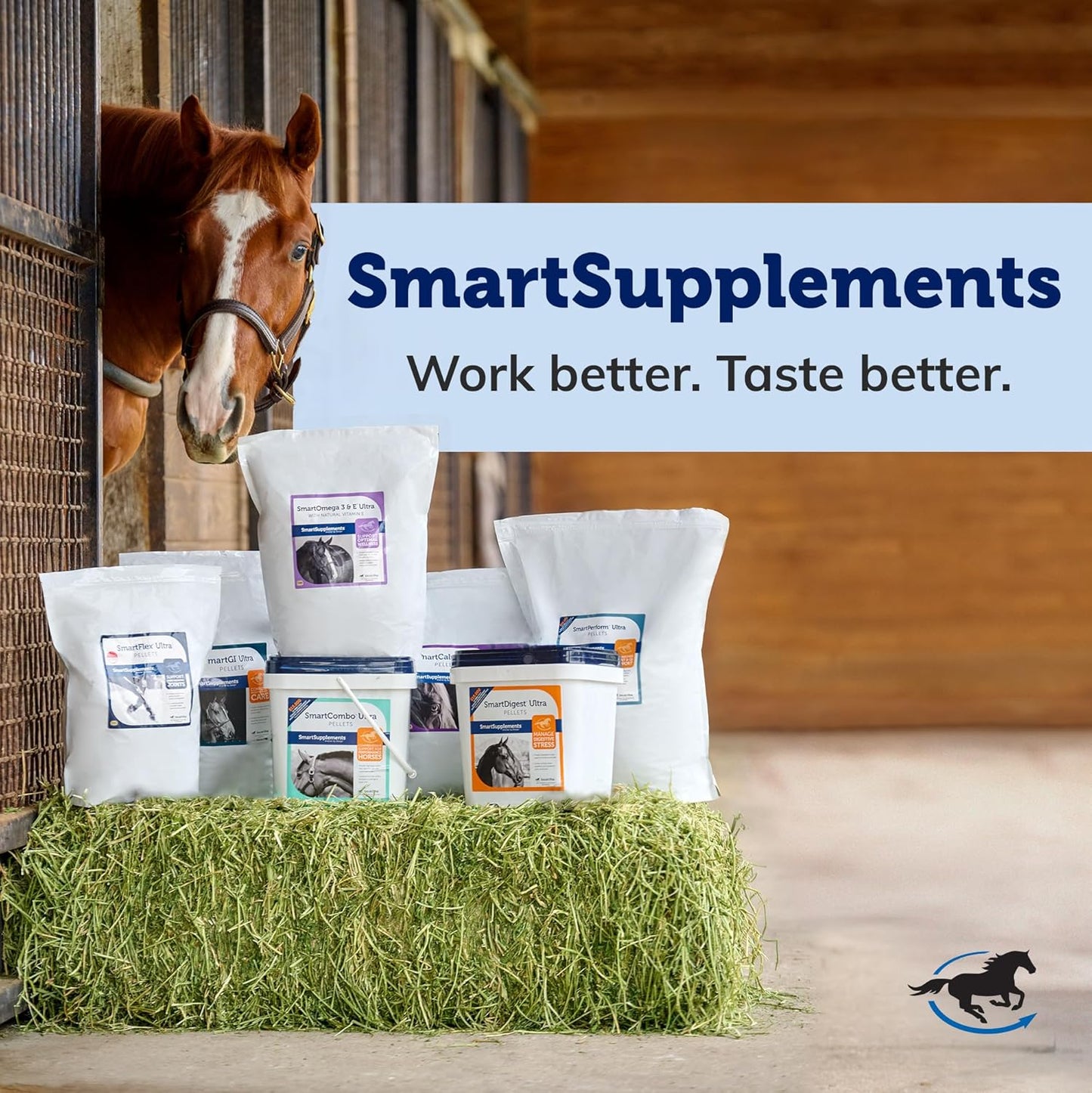 Uckele by SmartEquine EquiBase Grass Pellets | Horse Vitamins & Minerals Supplement, Forage Balancer | Horses in Light to Moderate Work | 45 lb Bucket