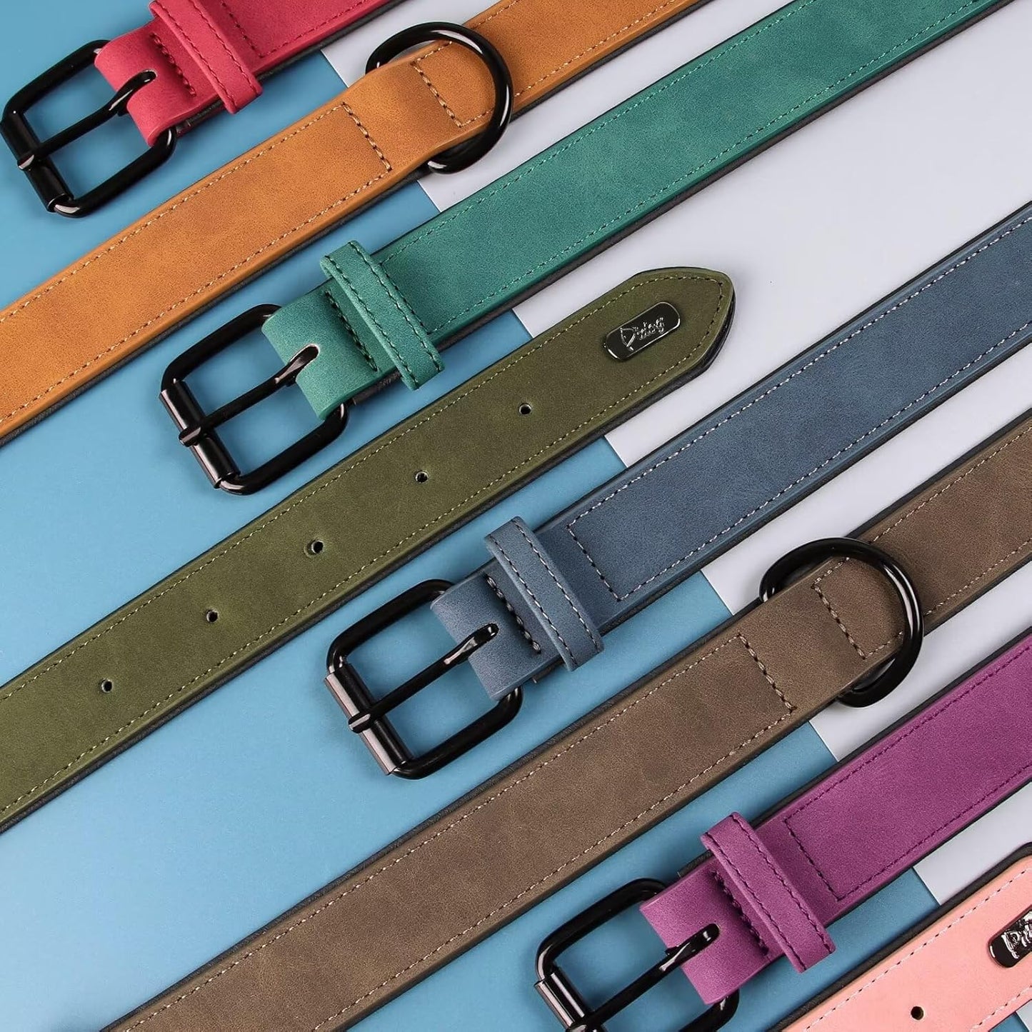 Didog Soft Padded PU Leather Dog Collar, Breathable and Adjustable Dog Collars for Medium Dogs, Comfortable for Daily Walk, Light Brown, L Fit Neck 13-17"(22-44 lbs)