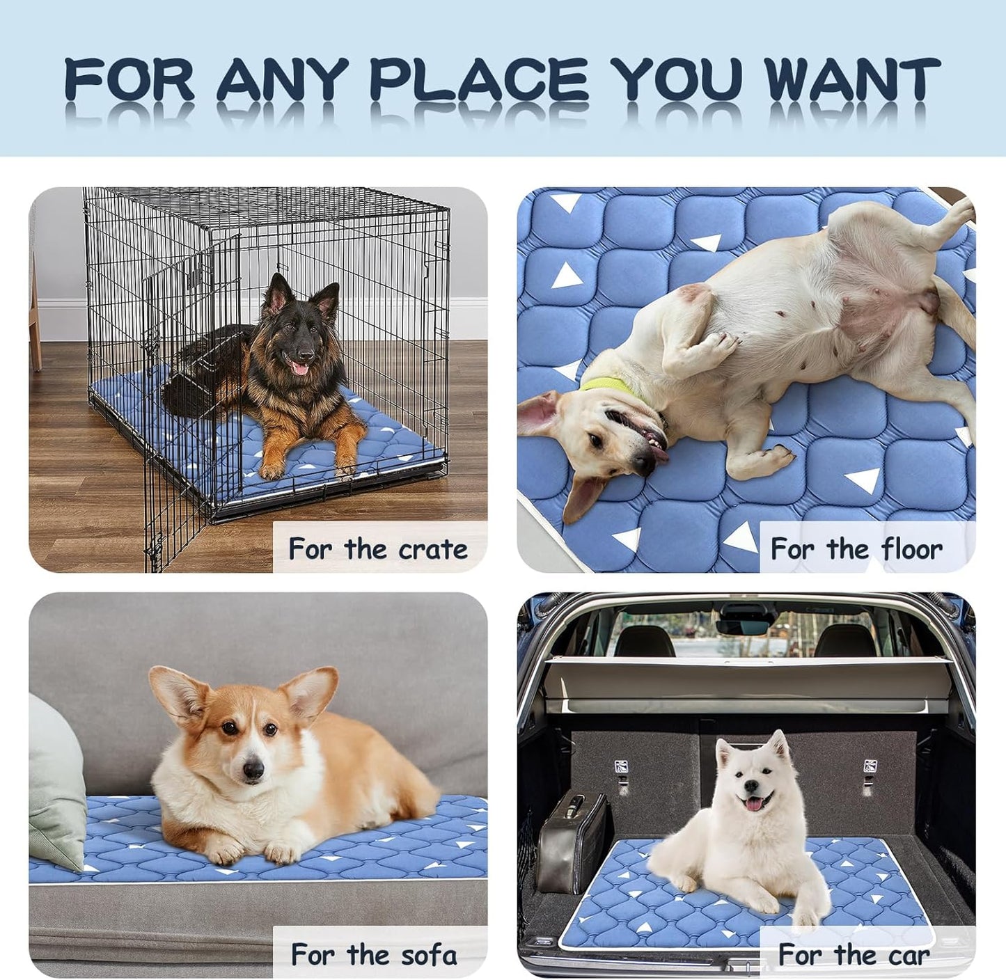 Dog Crate Mat, Ultra Soft Dog Bed Mat for Sleeping with Anti-Slip Bottom, Washable Kennel Pad for Large Medium Small Dogs Breeds with Cute Prints and Dark Colored to Hide Stains (42" X 28")