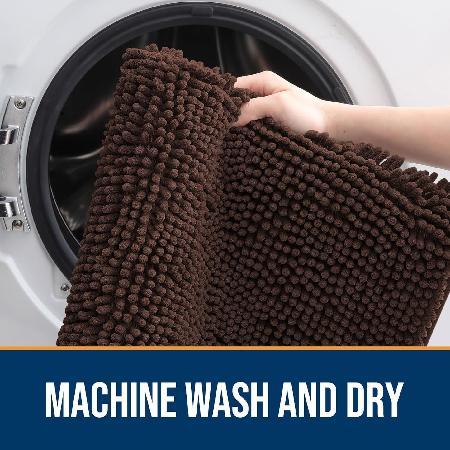 OLANLY Dog Door Mat for Muddy Paws 47x32, Absorbs Moisture and Dirt, Absorbent Non-Slip Washable Doormat, Quick Dry Chenille Mud Mat for Dogs, Entry Indoor Entryway Carpet for Inside Floor, Brown