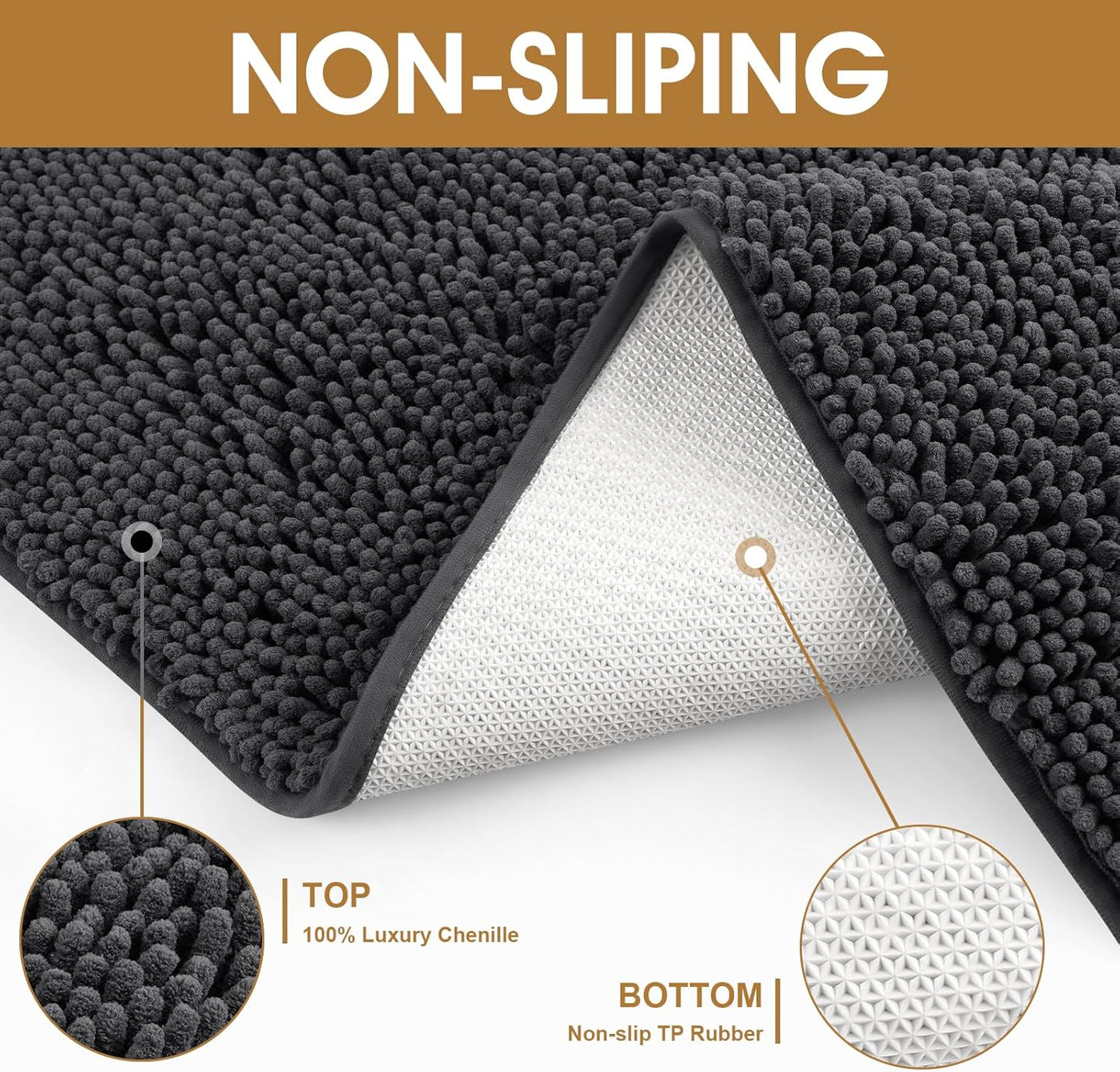 Dog Door Mats for Muddy Paws, Chenille Absorbent Dog Mats, Non Slip Heavy Mud Mat for Dogs, Soft Pet Mat for Entryway, Mud Paws, Inside Floor,48" x 38", Dark Grey