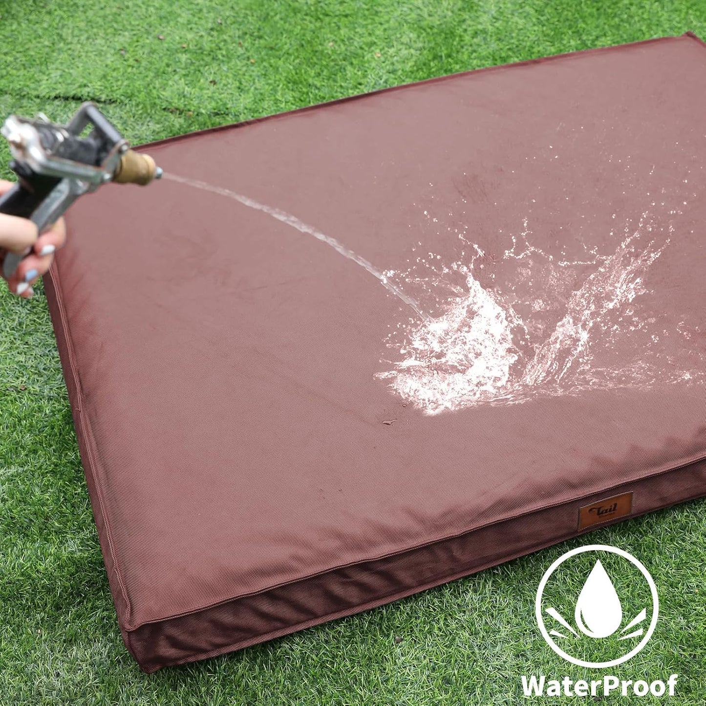 Outdoor Large Dog Bed, Waterproof Dog Bed for Large Dogs, Egg Crate Foam Pet Bed with Removable Washable Oxford Cooling Cover, Pink