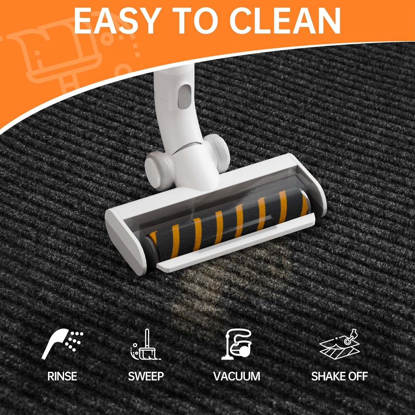 Indoor Outdoor Door Mat, 6' x 3' Doormat for Entryway, Rubber Backing Non Slip Front Door Mat Outside Entrance, Super Absorbent Commercial Floor Mat for Home Office, Black