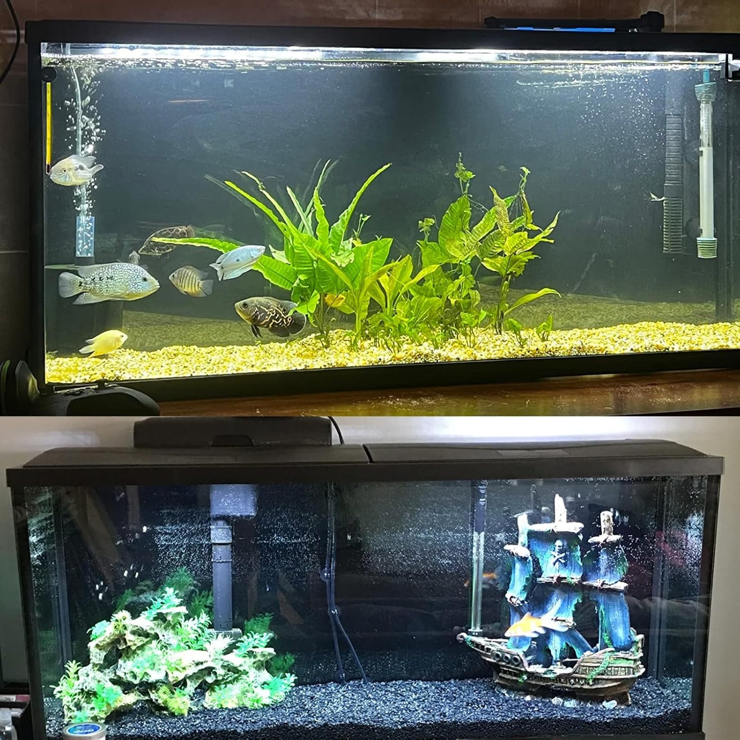 ELEBOX Aquarium Background Blue Black Fish Tank Background Picture 2 Sides Fish Backdrop for Aquarium Wallpaper 12"x 32"