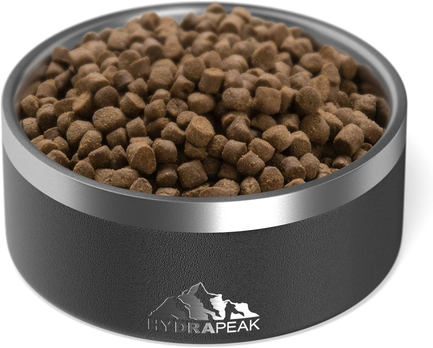 Hydrapeak Dog Bowl; Non Slip Stainless Steel; Water and Food Dish; Large Sized and Small Dogs; 32oz 64oz; Multiple Sizes; 4 Cup | Black