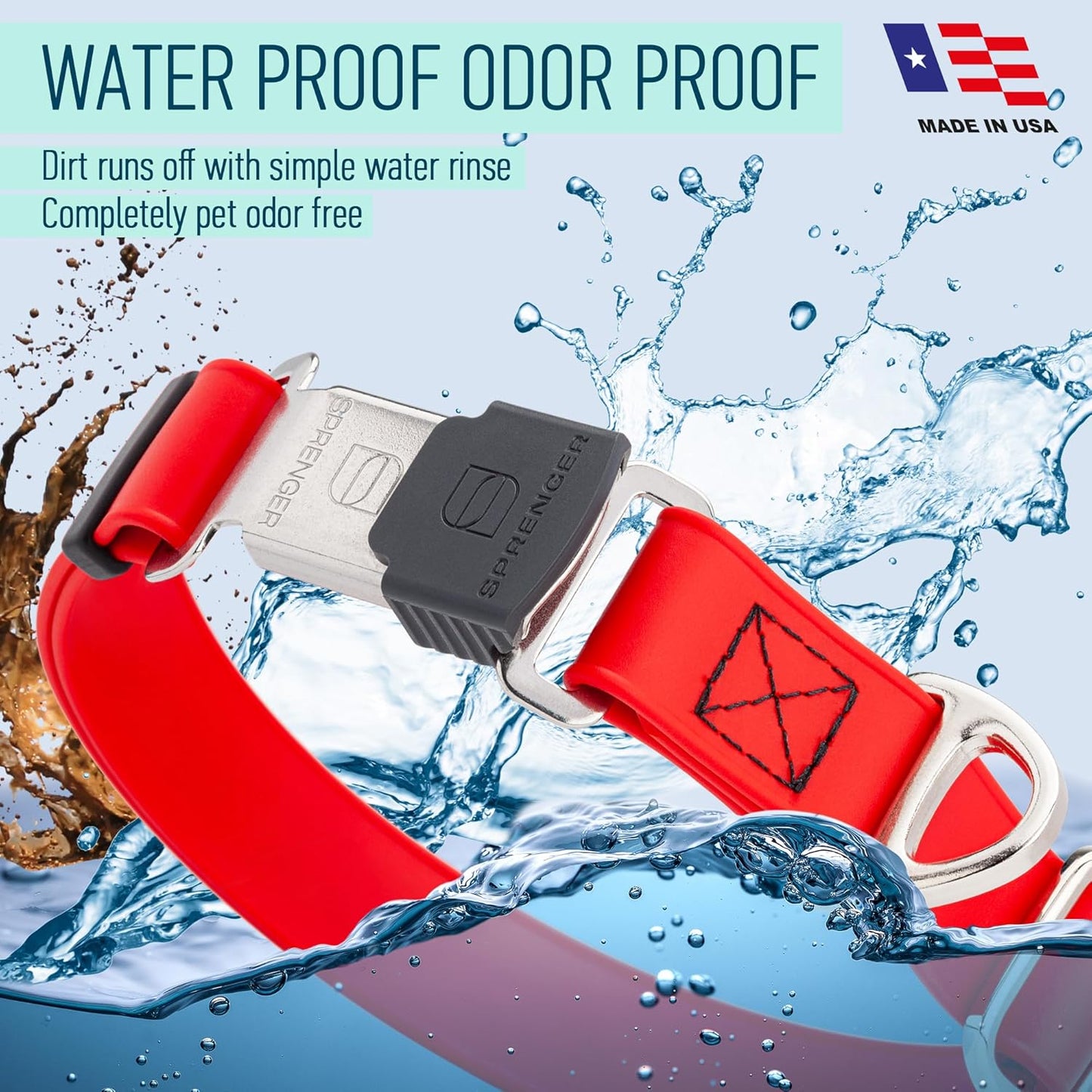 Dogline Biothane Waterproof Dog Collar with Herm Sprenger Black Stainless Steel Quick Release Buckle – Heavy Duty Tactical Durable Collar for Dogs – Comfortable and Safe Pet Collar W 3/4" L 12-19" Red