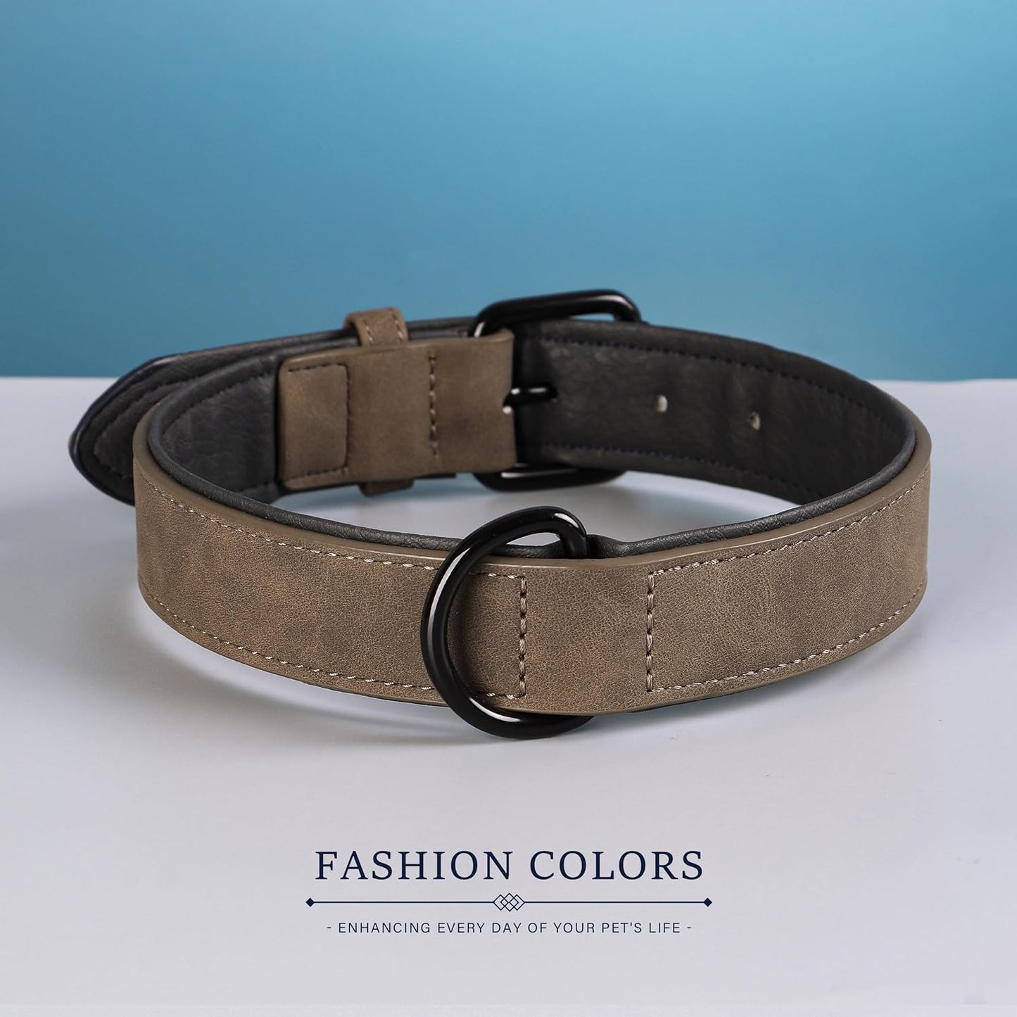 Didog Soft Padded PU Leather Dog Collar, Breathable and Adjustable Dog Collars for Small Dogs, Comfortable for Daily Walk, Brown, M Fit Neck 12-15"(13-22 lbs)