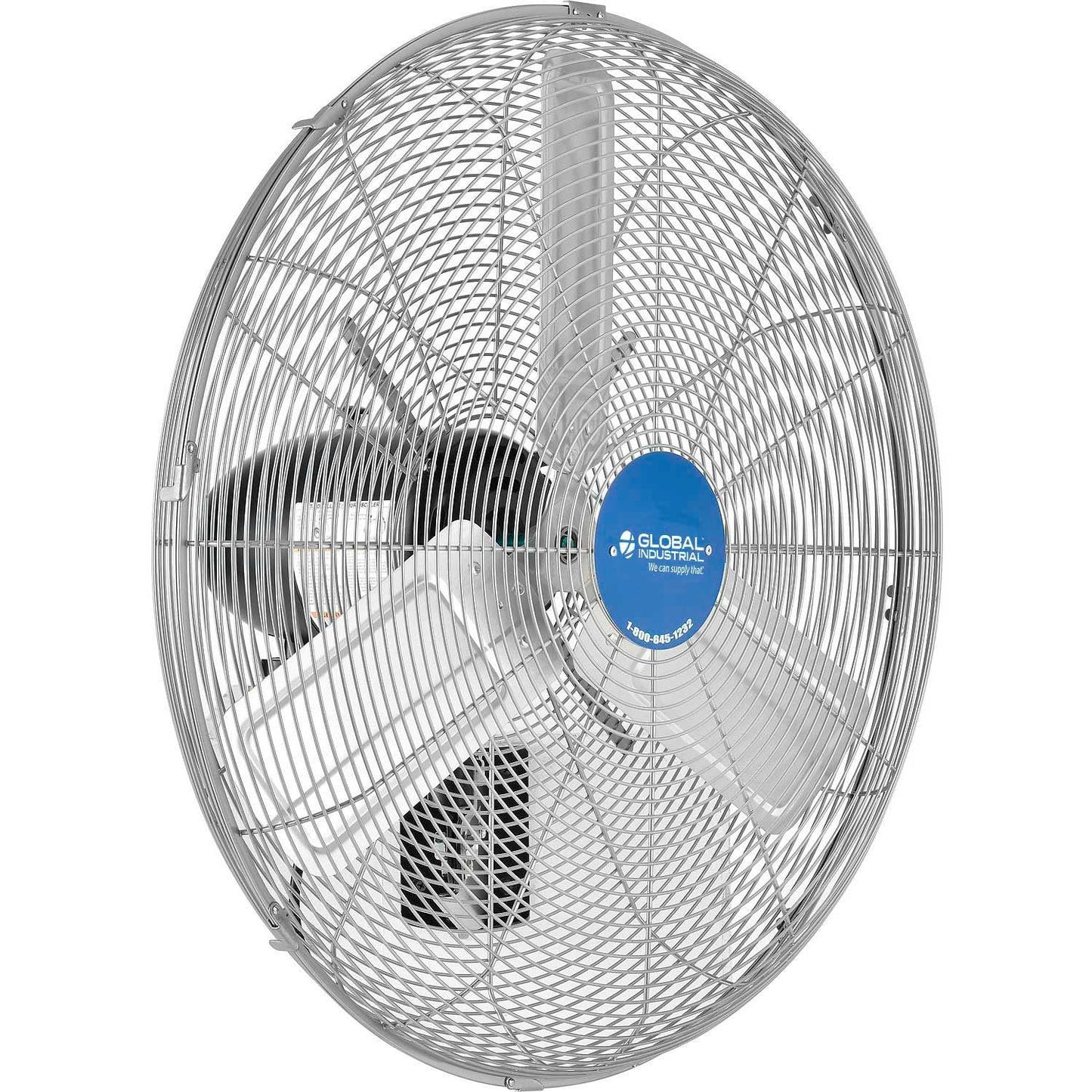 Global Industrial Deluxe Wall Mount Fan, 30" Diameter, Fixed and Oscillating Head, 3 Speed, 10,000 CFM at 1100 RPM, 1/2 HP, Tilting Head, For Indoor Use Only