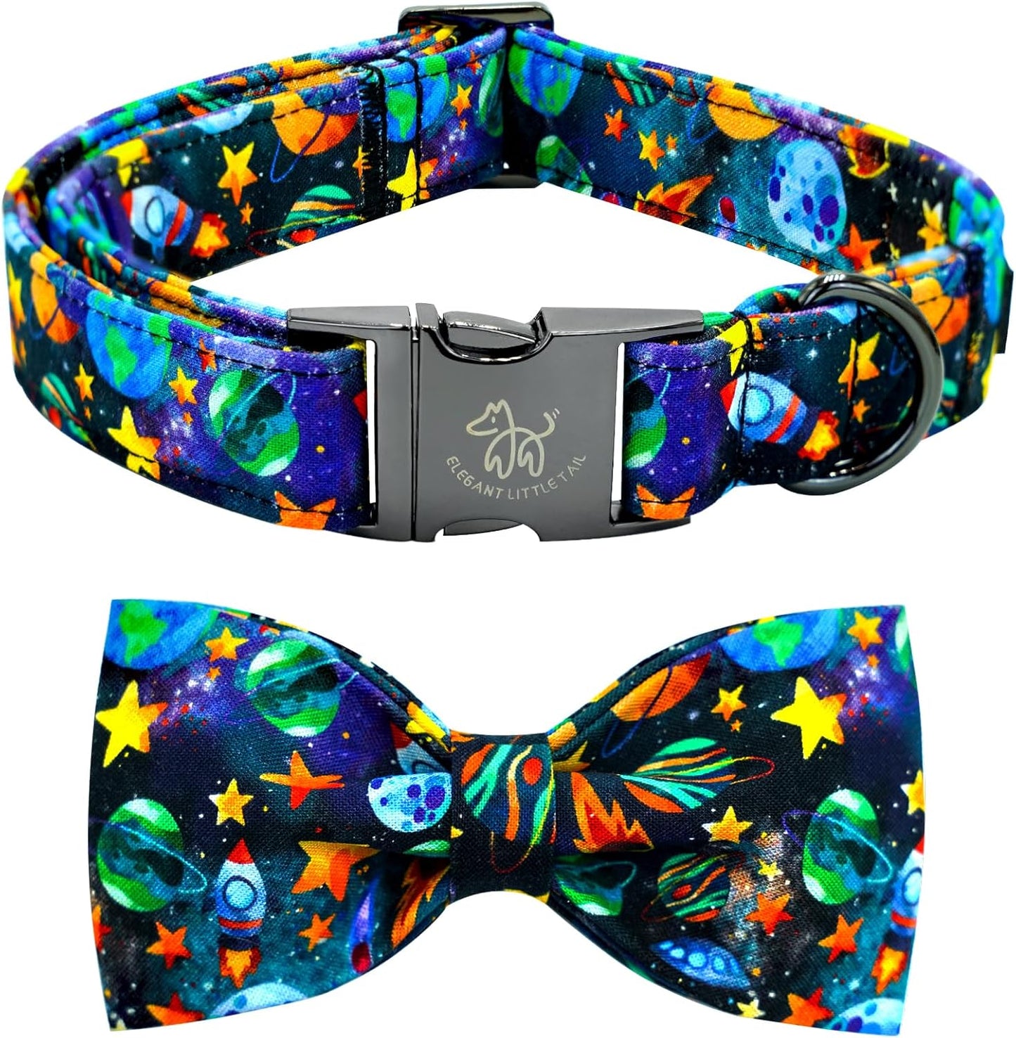 Elegant little tail Dog Collar, Boy Pet Collrs Blue Durable Soft Bowtie Dog Collar Adjustable Dog Collars for Small Medium Large Dogs