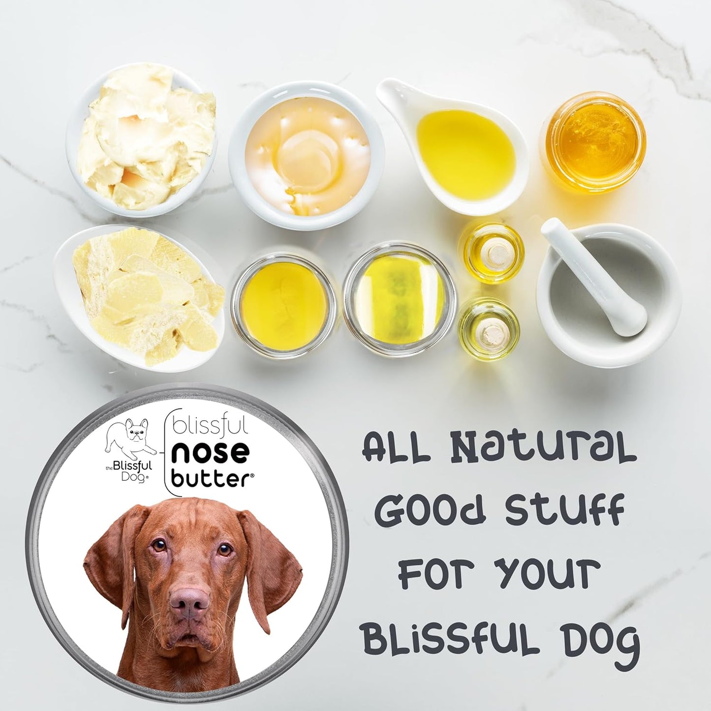 The Blissful Dog Vizsla Nose Butter for Dry, Cracked Skin, Lick-Safe Dog Nose Balm with Moisturizing Shea Butter, Almond, Olive, and Essential Oils, Pet Supplies, Uncented, 4 oz.