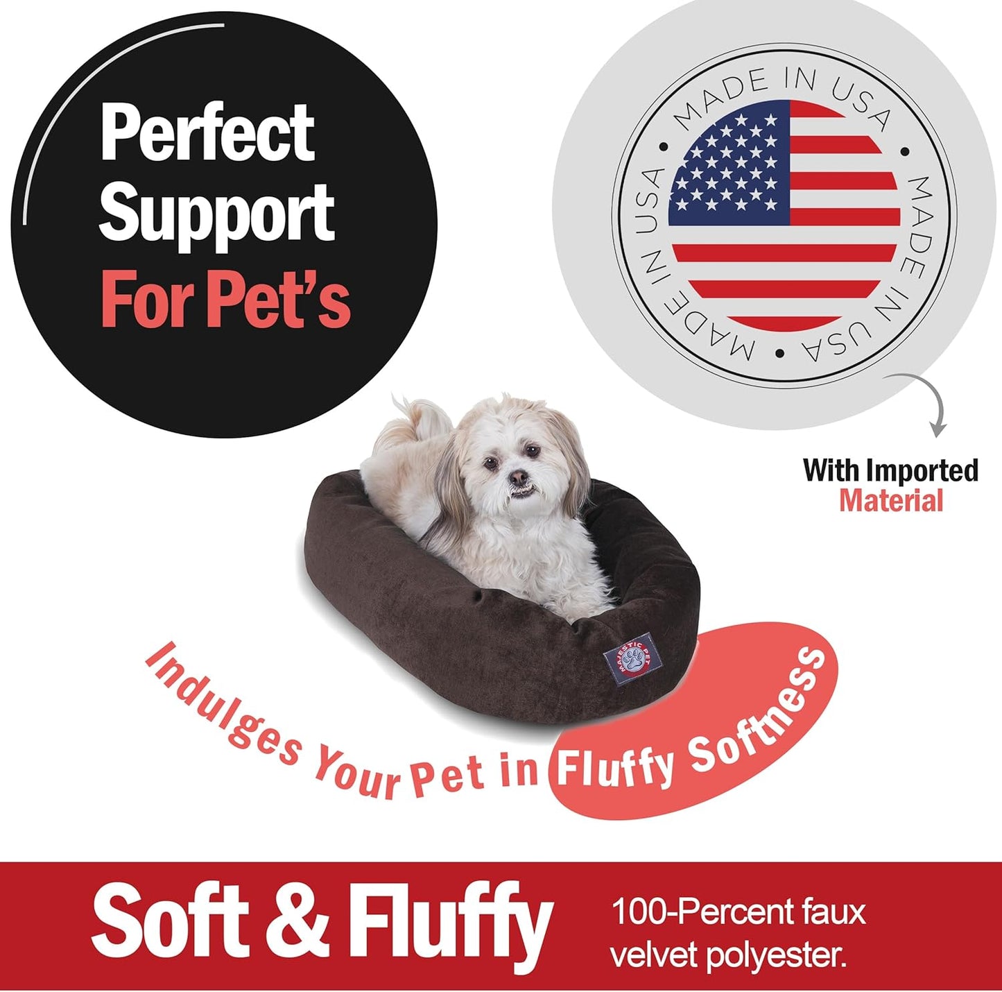 Majestic Pet 24 Inch Micro Velvet Calming Dog Bed Washable 24x19x7 (inch) – Cozy Soft Round Donut Dog Bed with Spine for Head Support - Pet Bed Small - Storm (2025)
