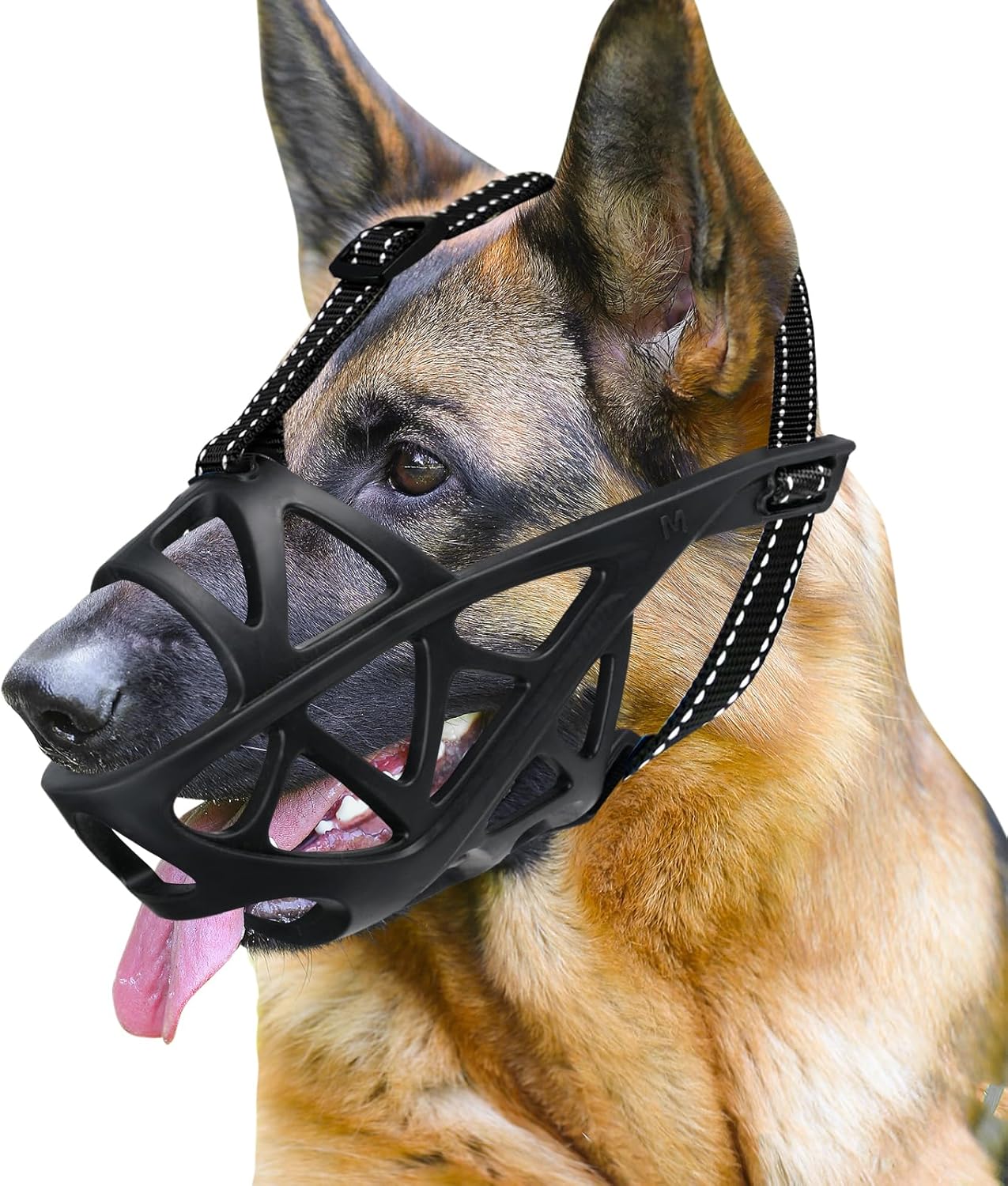 Dog Muzzle for Large Dogs, Medium and X-Large Aggressive Dog, Breathable Basket Muzzles, Suitable for Grooming Trimming Training, Allows Panting Drinking (Black, L)