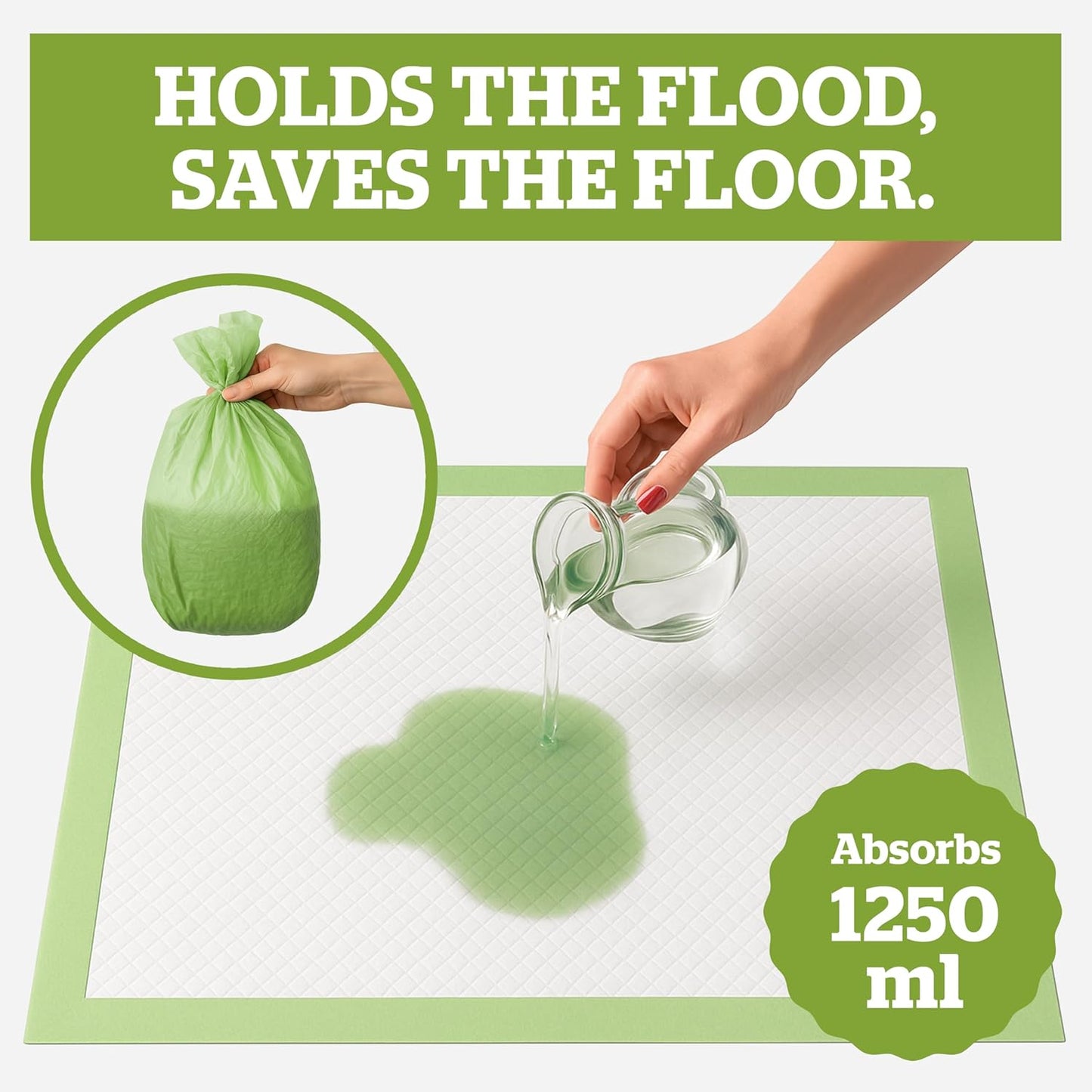 Pogi’s Puppy Pads with Sticky Tabs – Medium, Super Absorbent, Odor Blocking, 20-Count (18x24in)