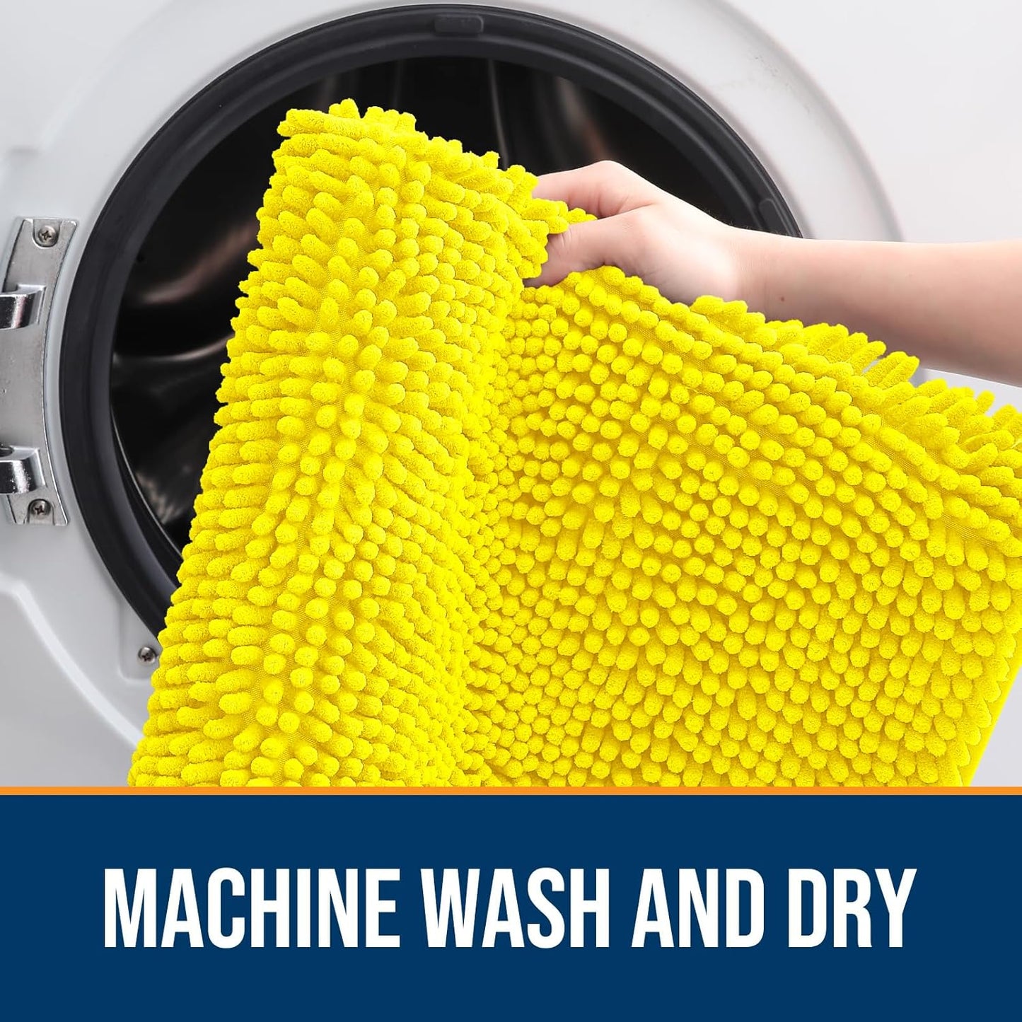 OLANLY Dog Door Mat for Muddy Paws 30x20, Absorbs Moisture and Dirt, Absorbent Non-Slip Washable Doormat, Quick Dry Chenille Mud Mat, Entry Indoor Entryway Carpet for Inside Floor, Lemon Yellow