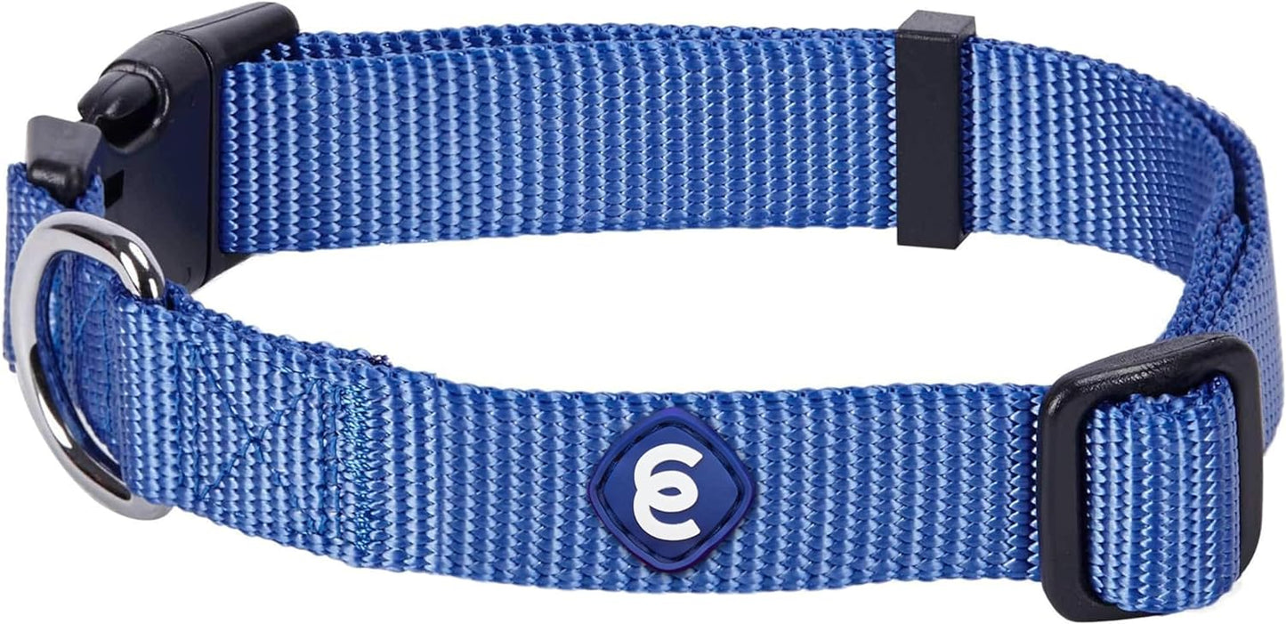Blueberry Pet Essentials Medium Dog Collar in Marina Blue | Adjustable & Eco-Friendly Durable Nylon Strap | Classic Collar for Medium Dogs, Boy & Girl Pets