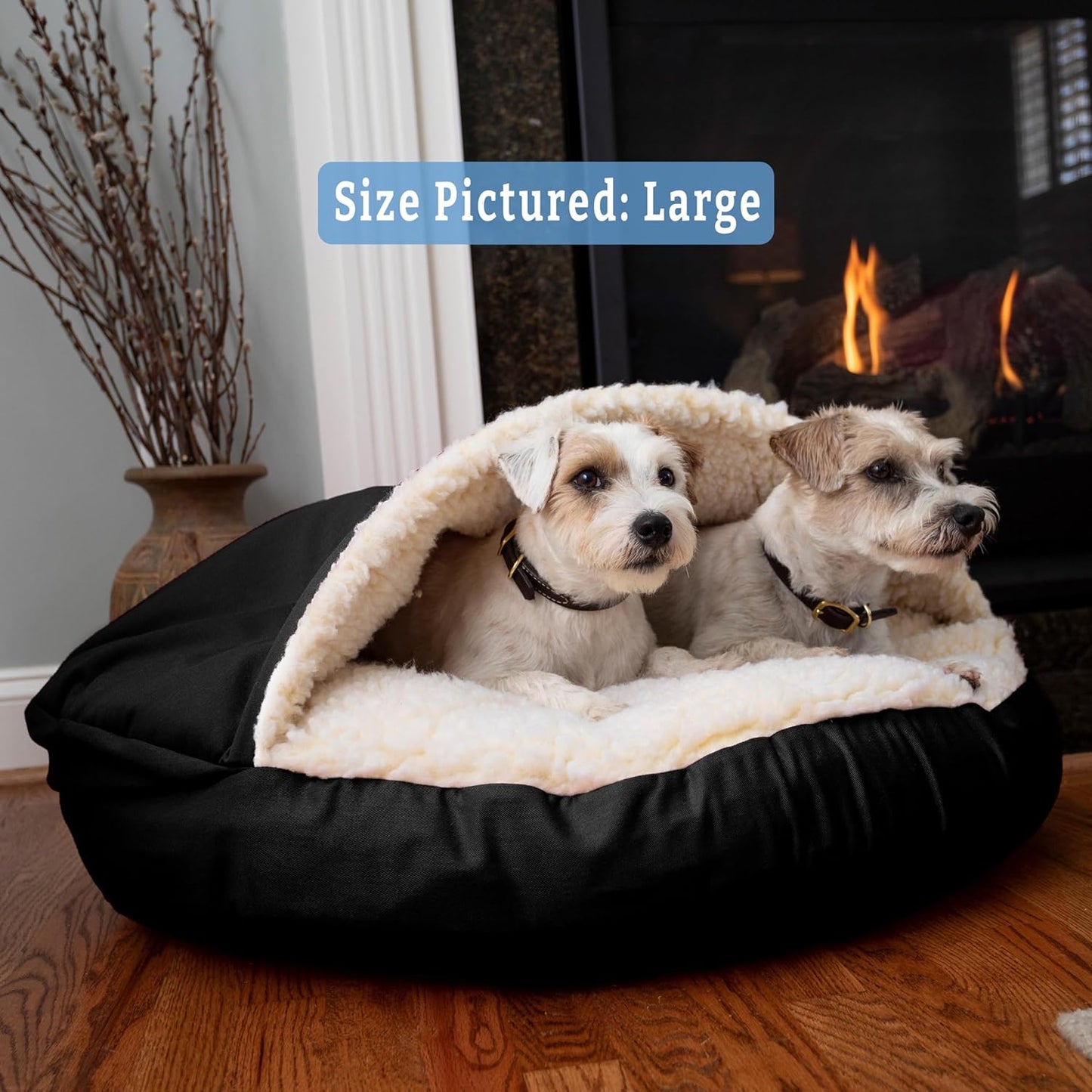 Snoozer Luxury Microsuede Cozy Cave Pet Bed, Small,Black