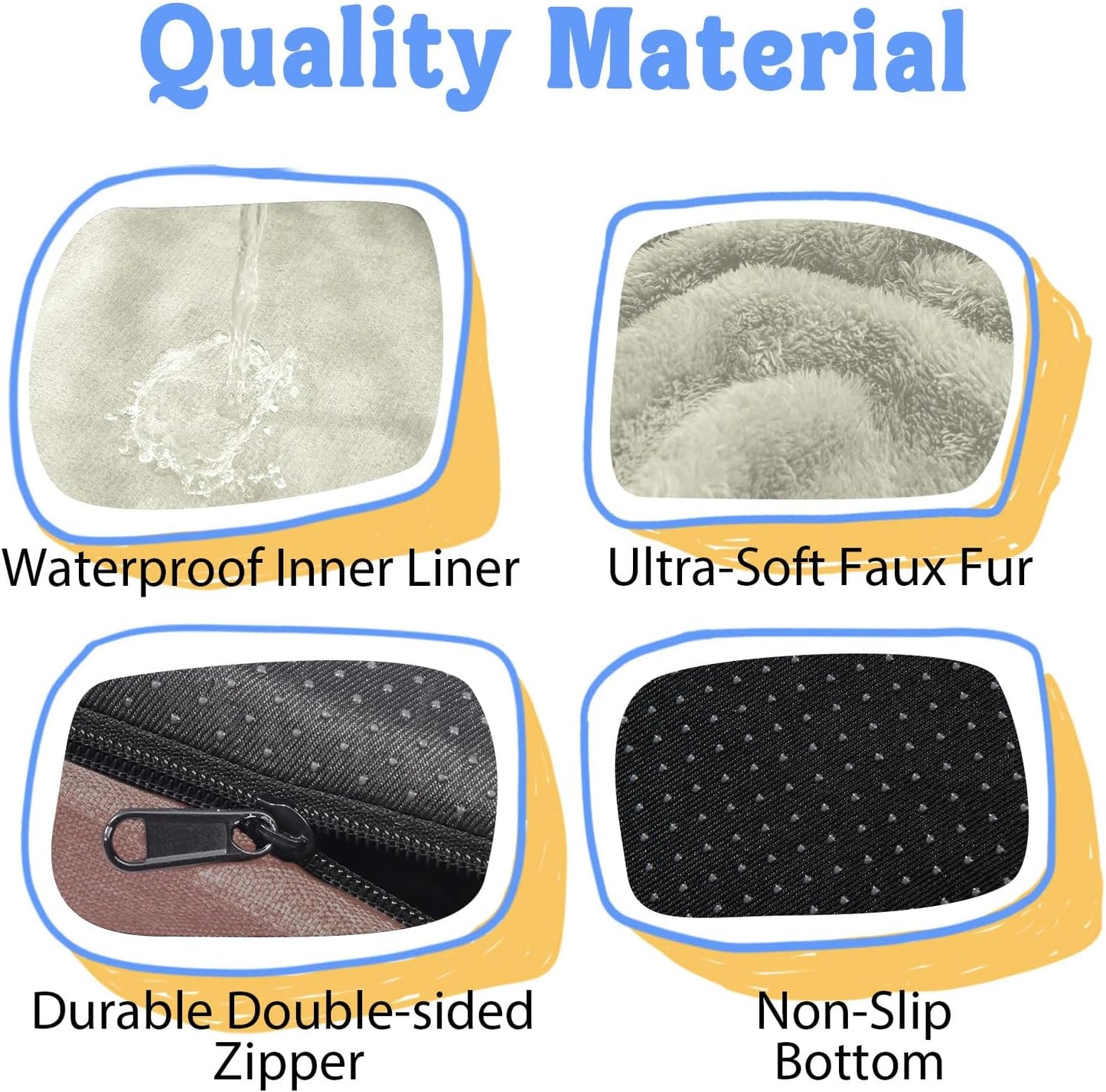 Orthopedic Washable Large Dog Bed - Removable Orthopedic Foam Dog Beds with Bolsters Waterproof Large Dogs Bed and Non-Slip Bottom