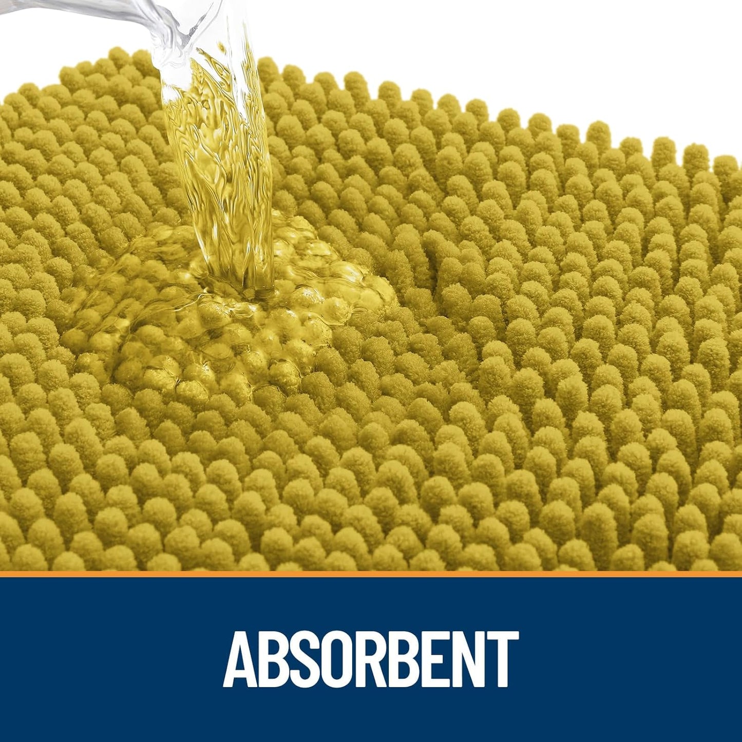 OLANLY Dog Door Mat for Muddy Paws 44x24, Absorbs Moisture and Dirt, Absorbent Non-Slip Washable Doormat, Quick Dry Chenille Mud Mat, Entry Indoor Entryway Carpet for Inside Floor, Mustard Yellow