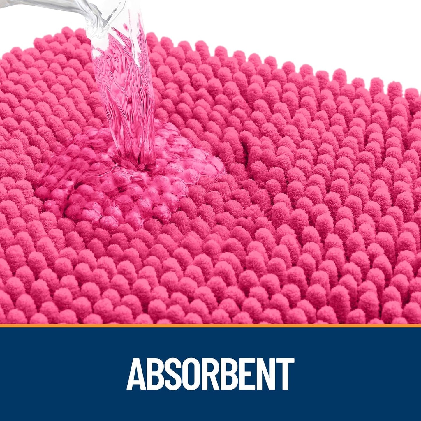 OLANLY Dog Door Mat for Muddy Paws 70x24, Absorbs Moisture and Dirt, Absorbent Non-Slip Washable Doormat, Quick Dry Chenille Mud Mat for Dogs, Entry Indoor Entryway Carpet for Inside Floor, Hot Pink