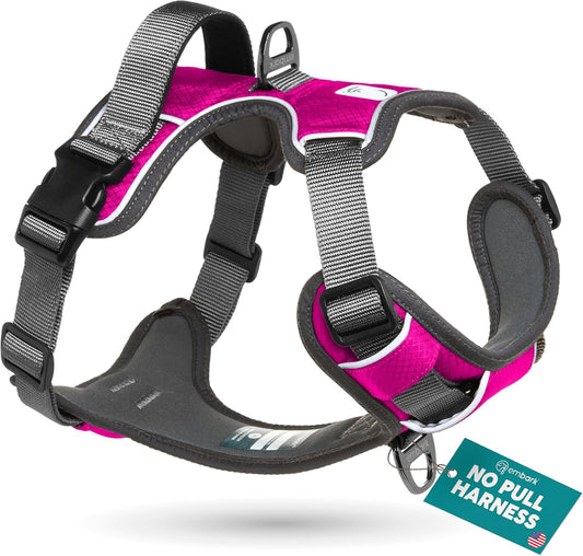 Embark Adventure Dog Harness, Reflective Trim XL Dog Harness for Extra Large Dogs No Pull - Military Grade Nylon, 2 Leash Clips & Gel Lined Handle.