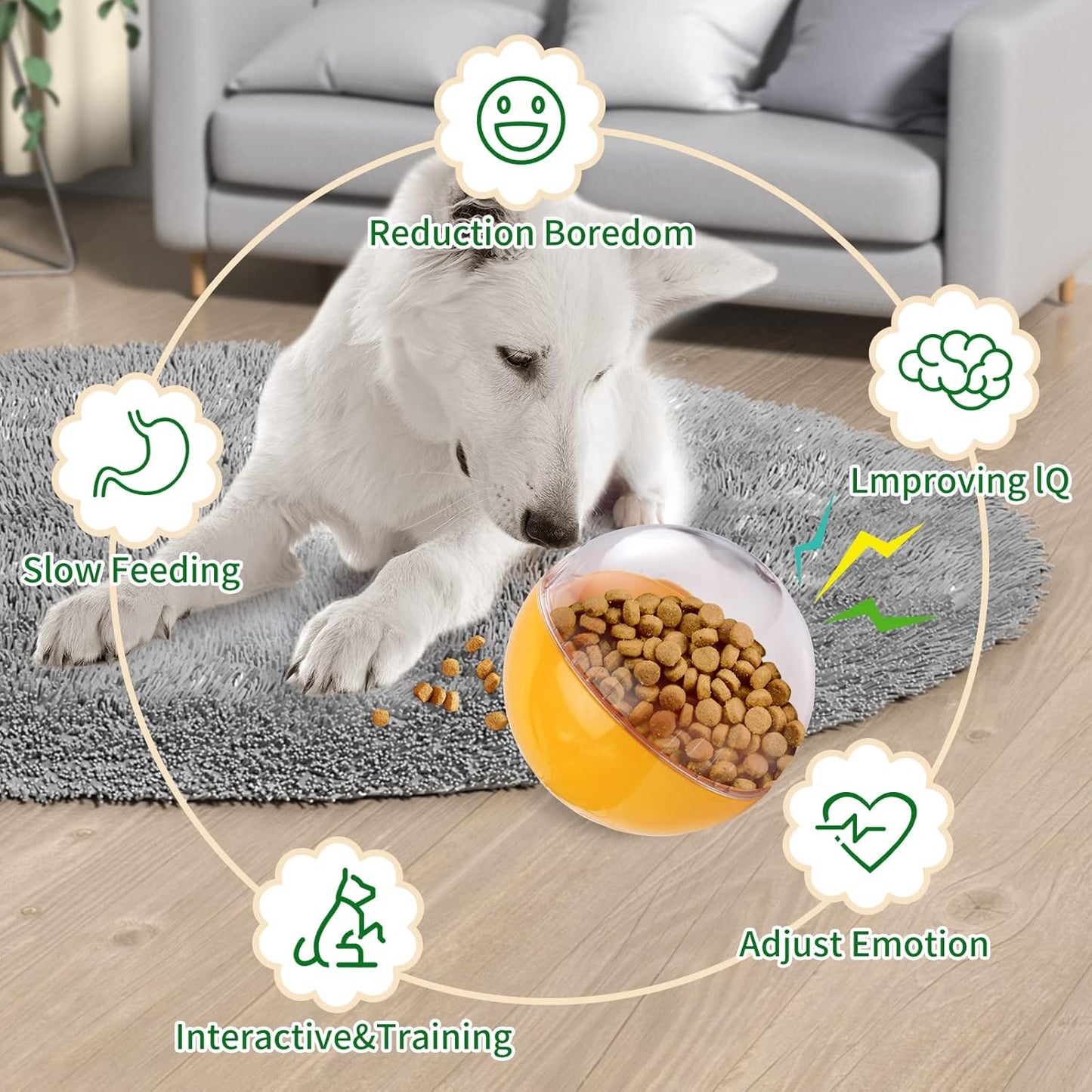 Treat Dispensing Dog Toys - Puzzle & Slow Feeder Ball for Large, Medium & Small Dogs, Mentally Stimulating Enrichment Toys