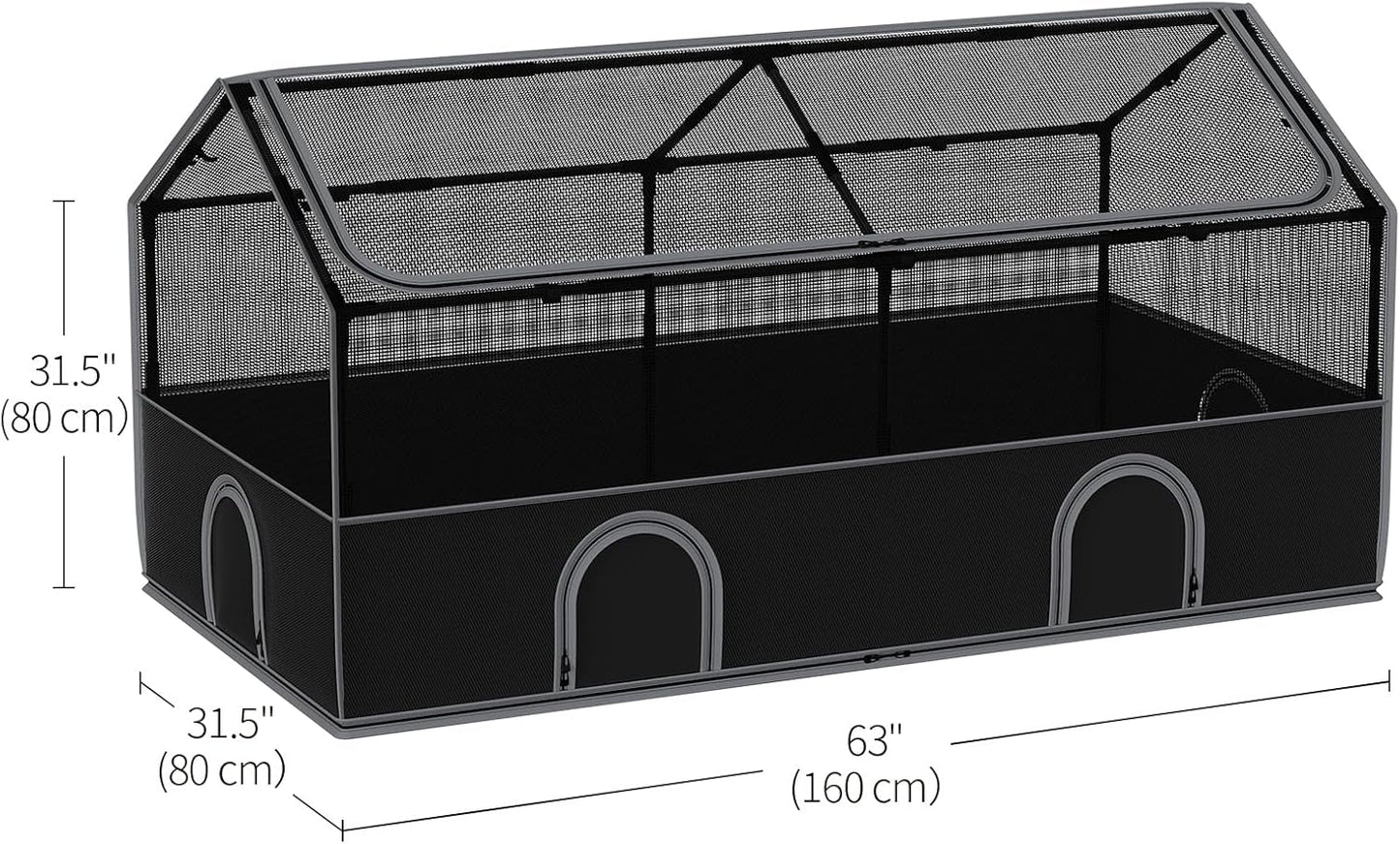 DINMO Small Animal Playpen, Chicken Brooder Box with Cover Top, Pet Fence Indoor, Guinea Pig Cages,Pet Playpen with Waterproof Floor for Hamsters, Hedgehogs, Bunny,Kittens, Chicken,Black