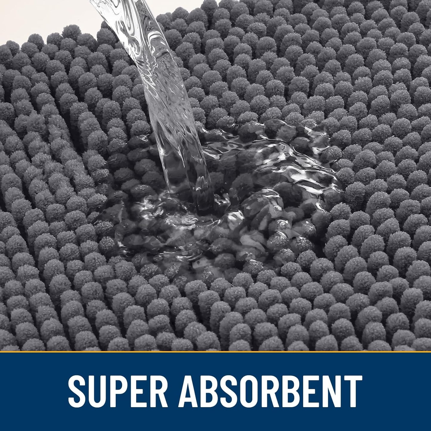 Smiry Dog Door Mat for Muddy Paws 36x24, Absorbs Moisture and Dirt Doormat, Non-Slip Washable Quick Dry Chenille Front Door Mat Indoor Entrance, Entryway Carpet for Inside Floor, Dark Grey