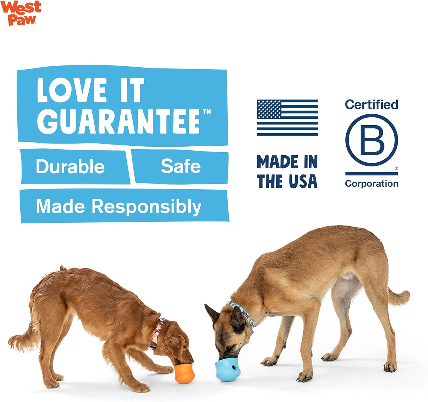 WEST PAW Zogoflex Limited Edition Toppl Treat Dispensing Dog Toy Puzzle – Interactive Chew Toys for Dogs – Dog Toy for Moderate Chewers, Fetch, Catch – Holds Kibble, Treats, Small 3", Periwinkle