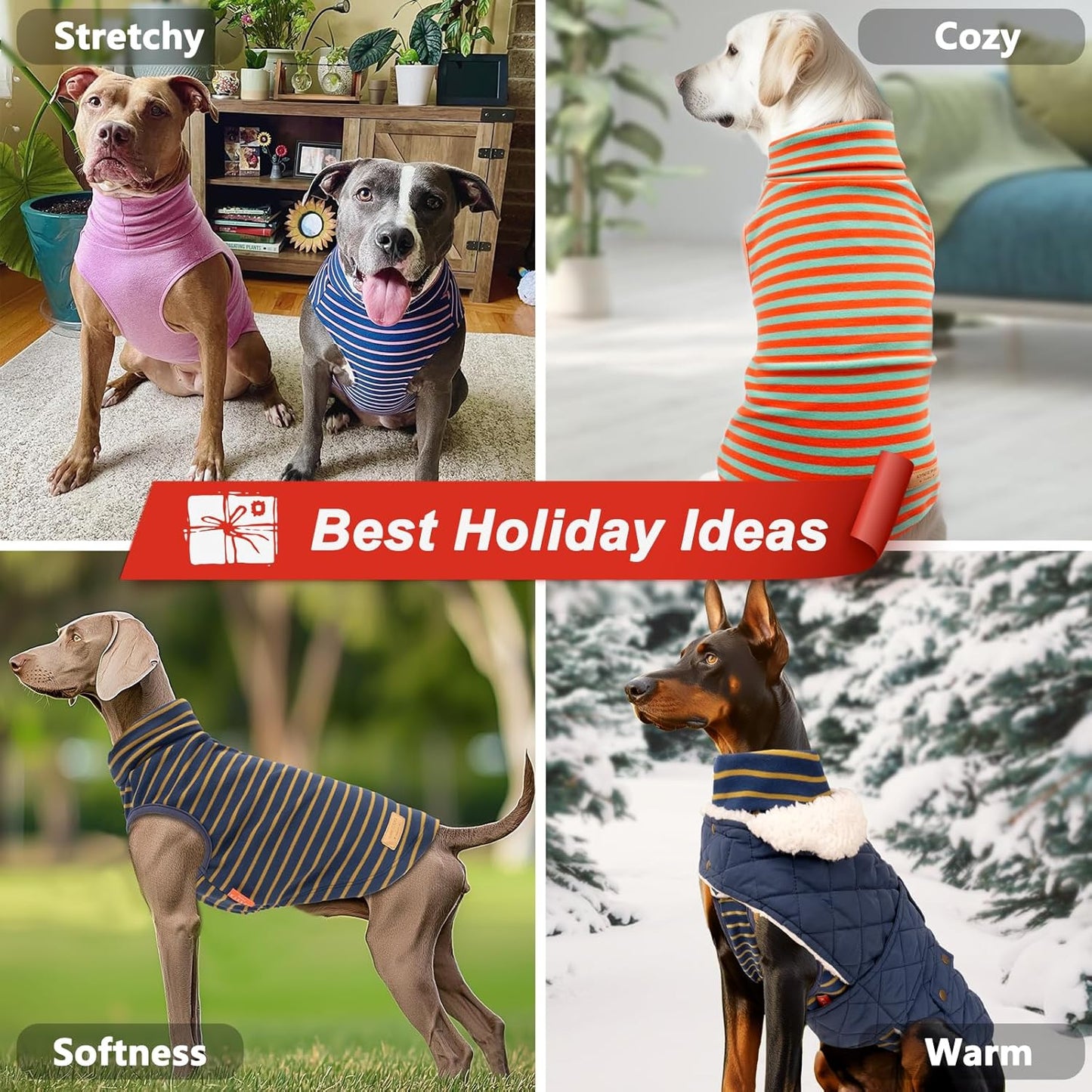 KYEESE 2Pack Dog Sweater Soft Dogs Clothes Stretchy Pets Sweatshirt Warm Pets Coats Pullover Dog Sweaters for Medium Dogs Girl