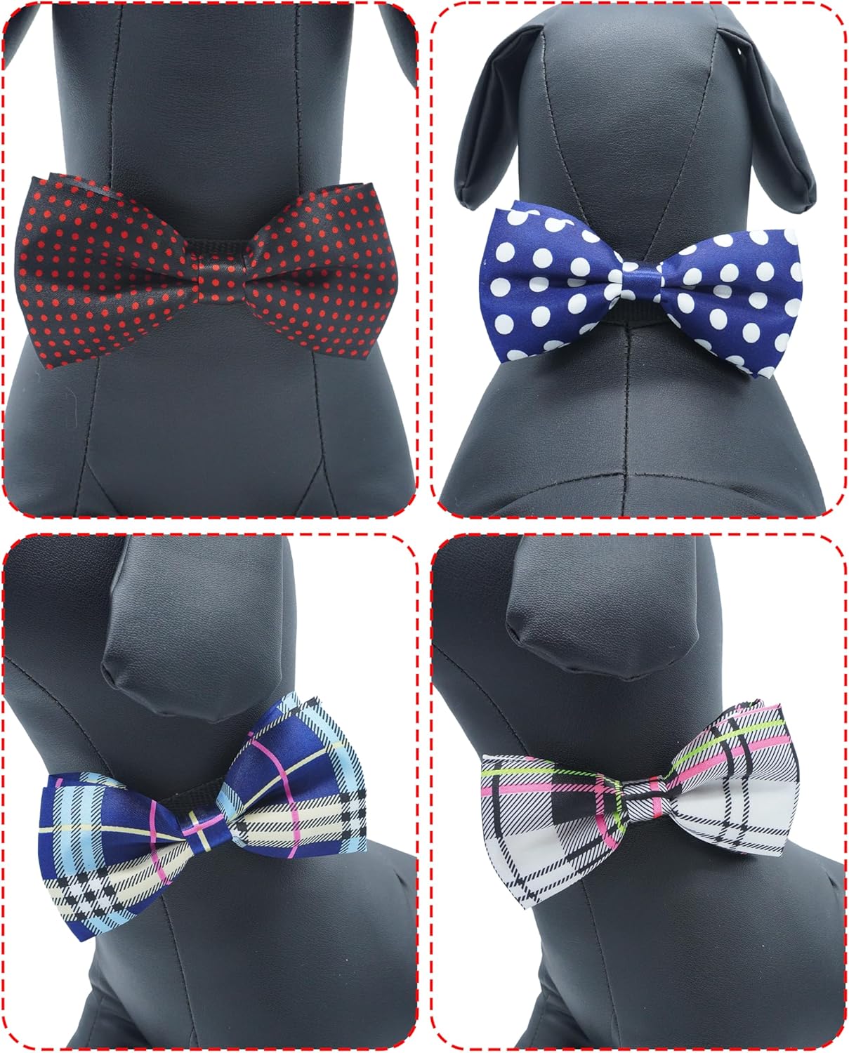 PET SHOW 10 Pack Pet Big Dogs Collar Embellishment Attachment Bow Ties for Medium Large Dogs Collar Charms Accessories Slides Bowties for Birthday Wedding Parties Assorted A Style Assorted B Styles