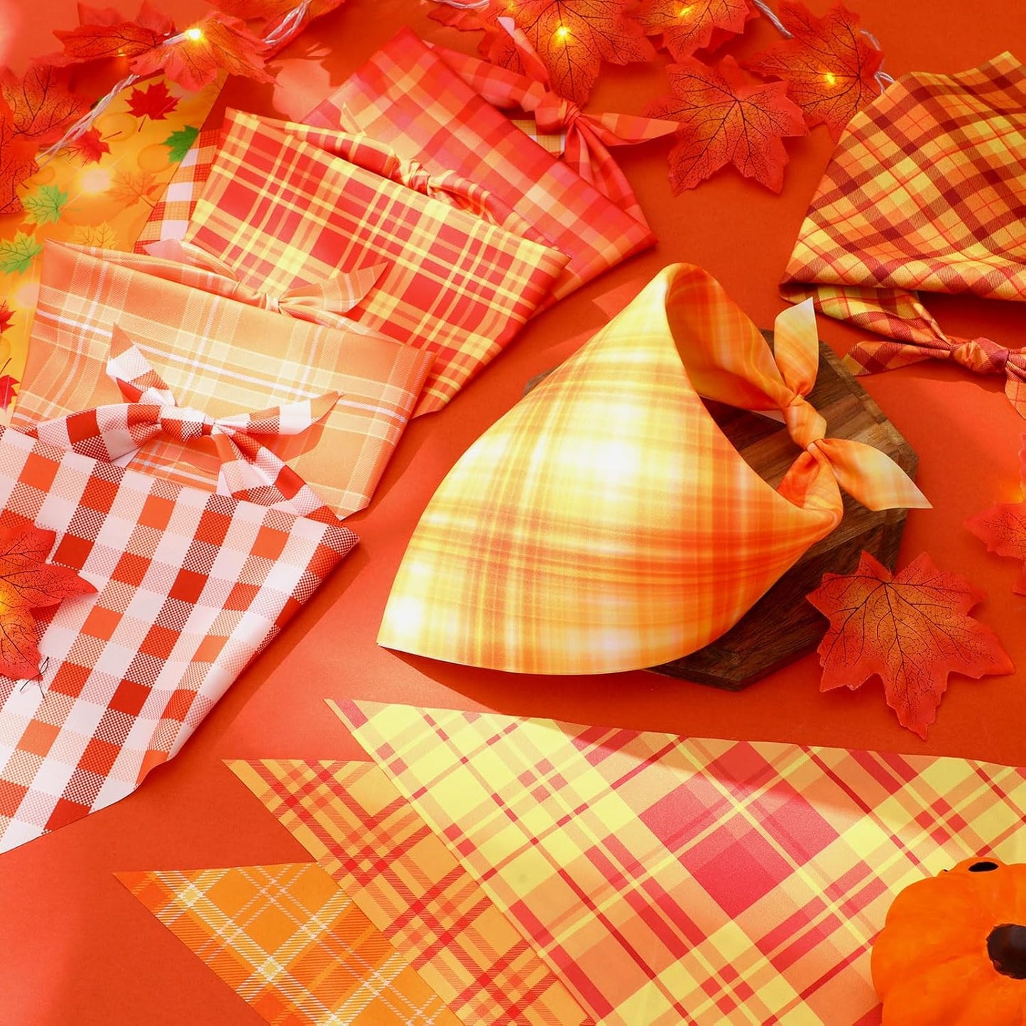 Abbylike 50 Pcs Fall Plaid Dog Bandanas Bulk Thanksgiving Bandanas for Dogs Triangle Kerchief Bibs Scarf for Pets Autumn Costume Photo Props Accessories Pet Shops, 25 Styles (31.5 x 21.7 x 21.7)