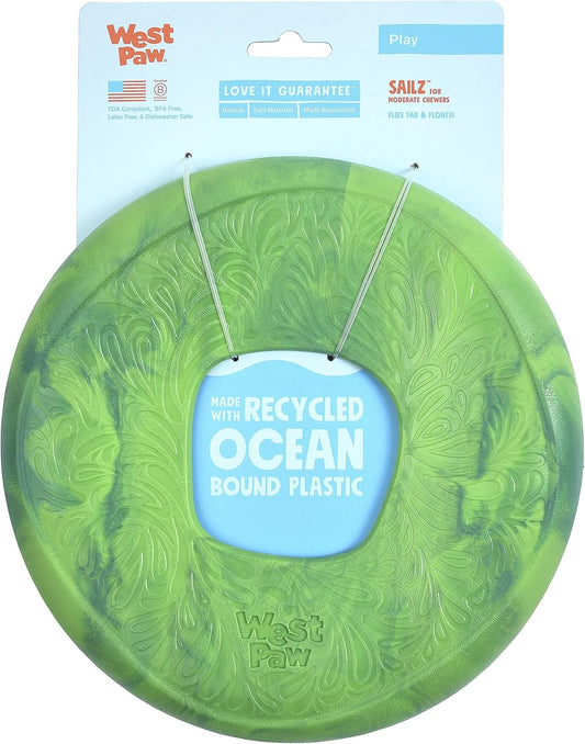 WEST PAW Seaflex Sailz Dog Toy Flying Disc – Machine Washable Dog Toys for Moderate Chewers – Eco-Friendly Zogoflex Toys for Dogs – Perfect for Gnawing, Fetch, Catch, Pet Training – Emerald
