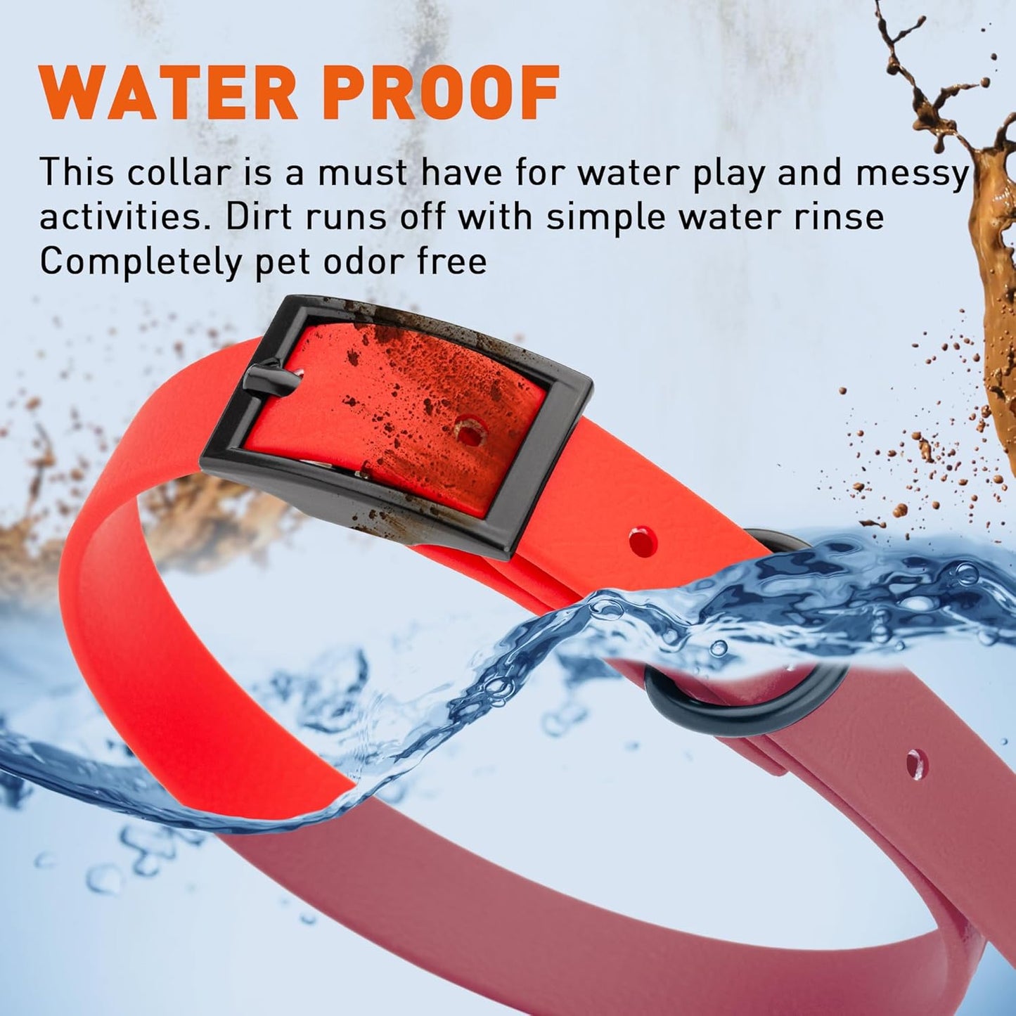 Dogline Biothane Waterproof Dog Collar Strong Coated Nylon Webbing with Black Hardware Odor- Proof for Easy Care Easy to Clean High Performance Fits Small Medium or Large Dogs, Cherry Red