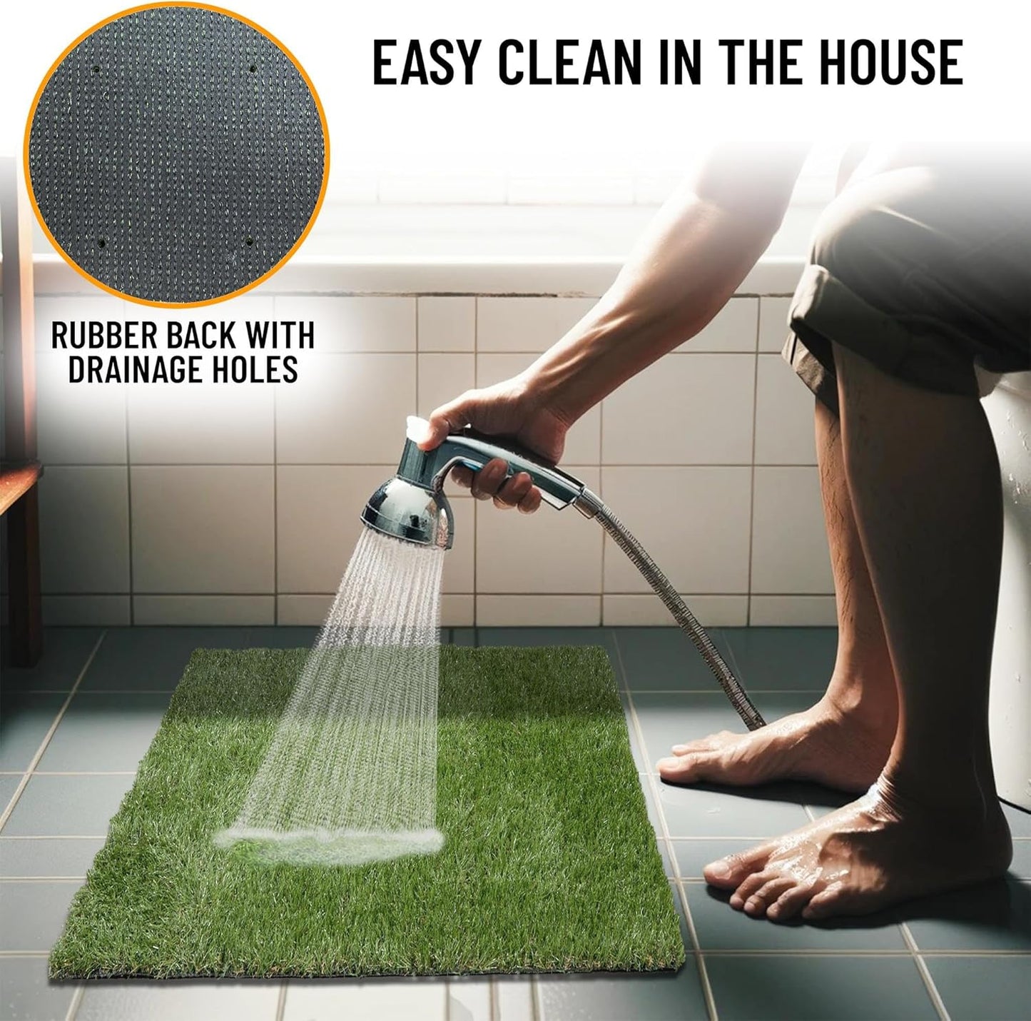 Ottomanson Artificial Grass Puppy Potty Training Pad, 2'7" x 5' Reusable Pee Pad for Small Pets and Dogs