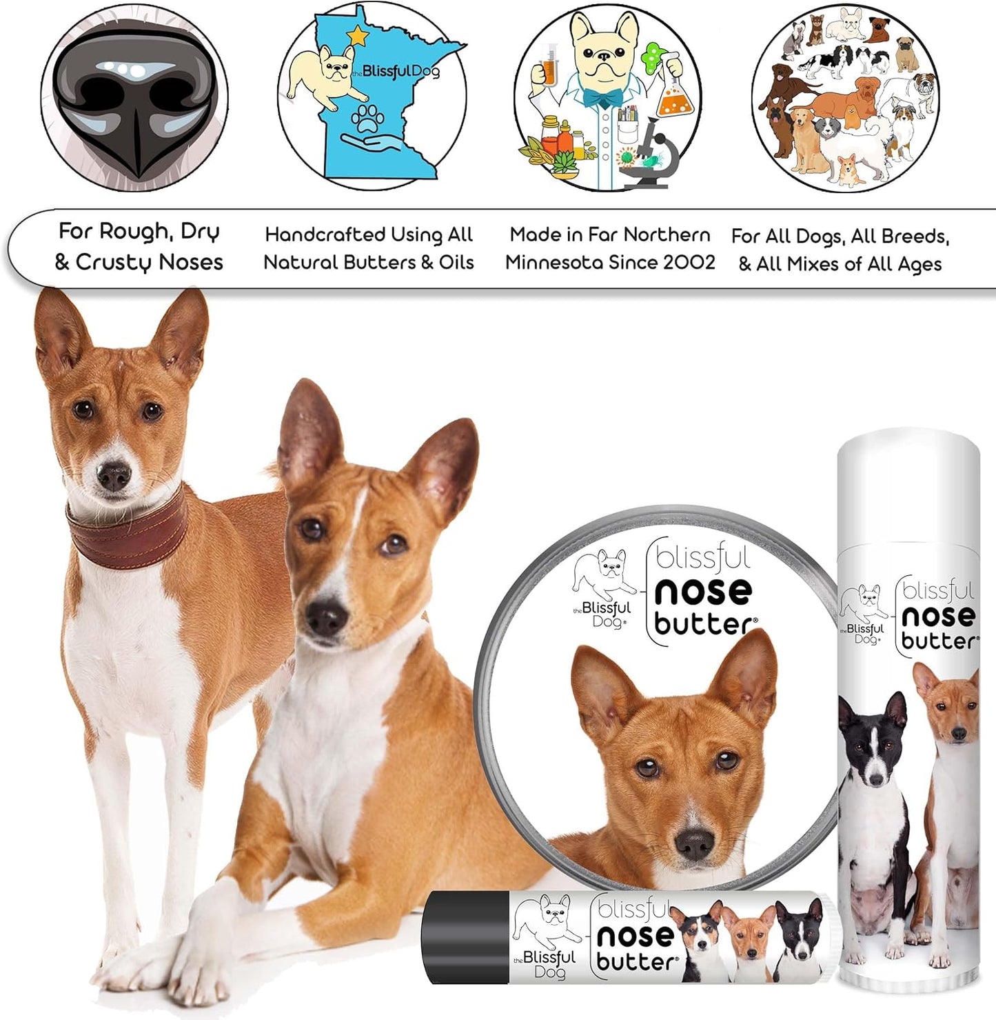 The Blissful Dog Basenji Unscented Nose Butter - Dog Nose Butter, 1 Ounce