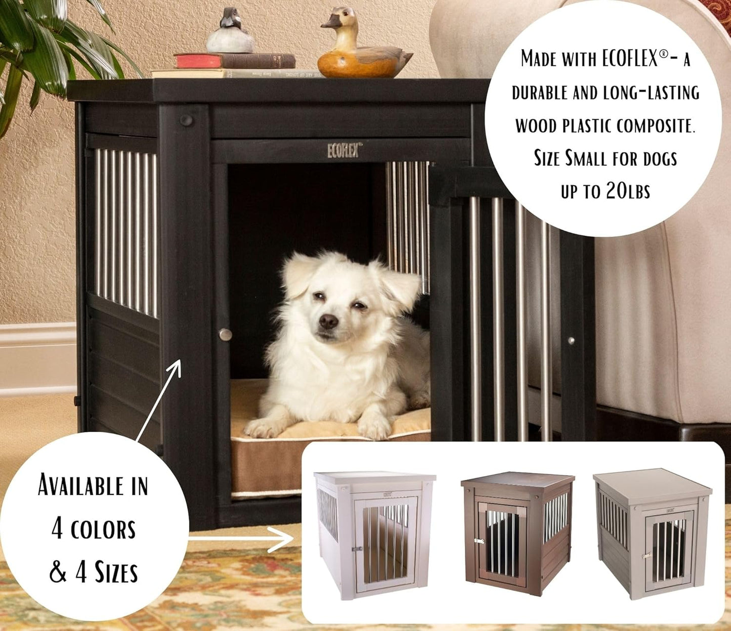 New Age Pet ecoFLEX Pet Crate/End Table, Small, Grey, Model:EHHC405S