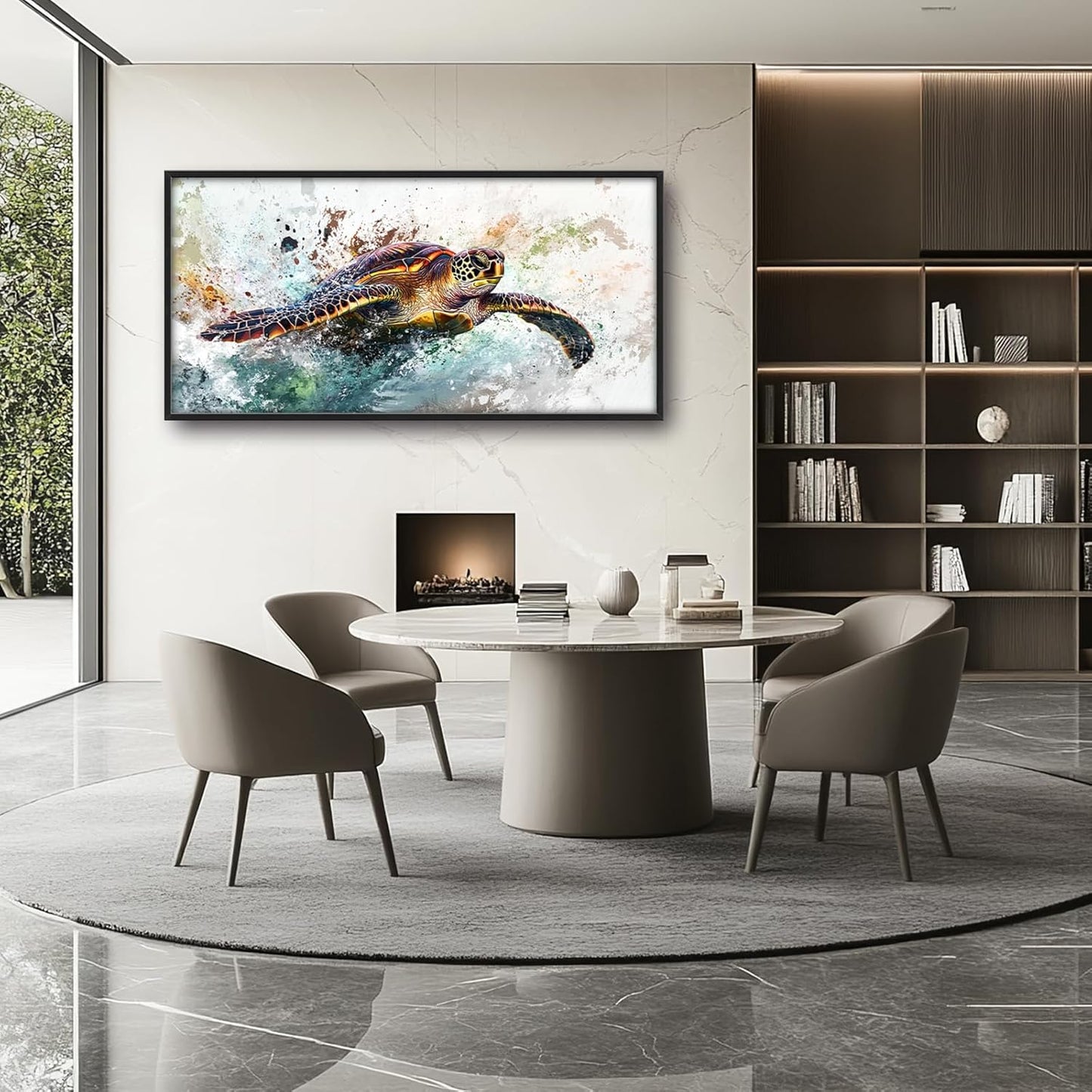 Extra Large Framed Sea Turtle Wall Art,Oversized Abstract Colorful Sea Nautical Wall Decor Pictures for Living Room,Canvas Print Painting Modern Artwork Bedroom Office Bathroom Home Decor 60L x30W