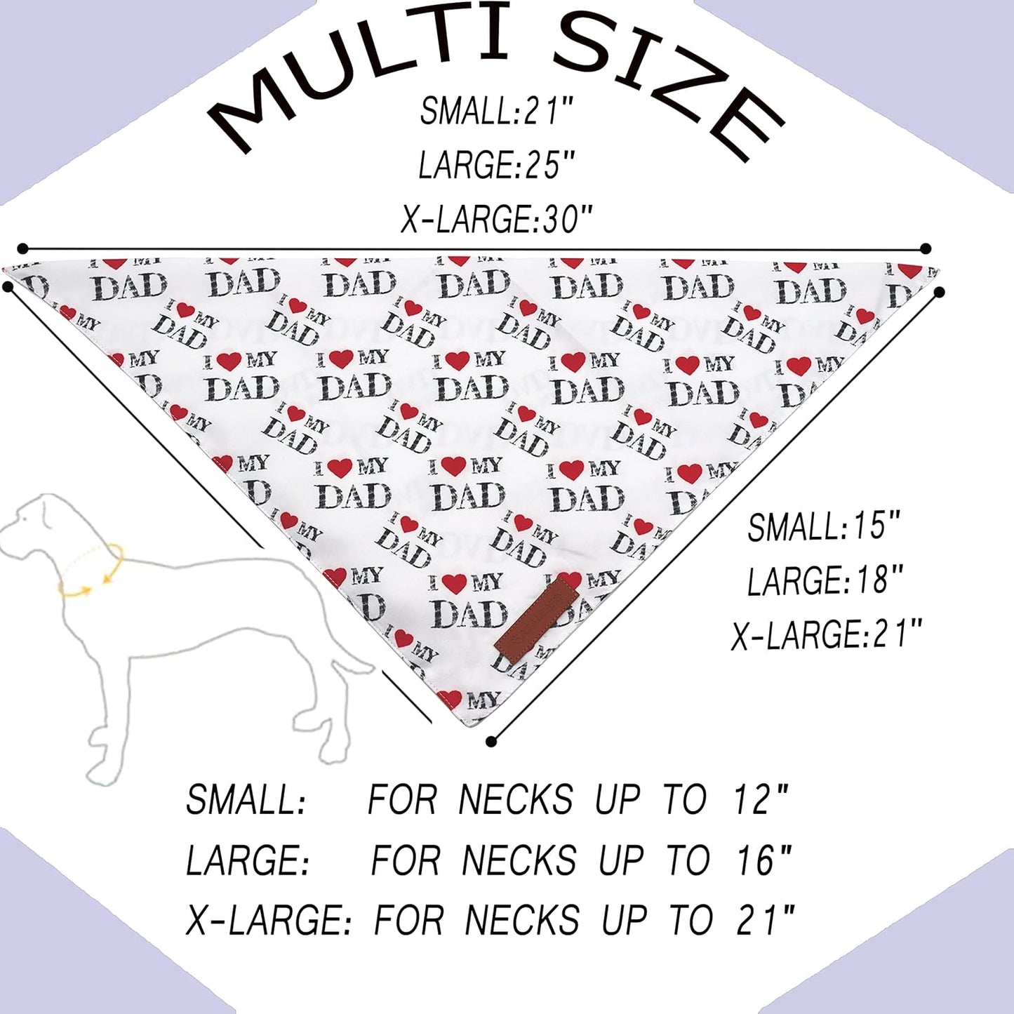 Realeaf Fathers Day Dog Bandanas 2 Pack, Reversible I Love My Dad Pet Scarf for Boy and Girl, Premium Durable Fabric, Bandana for Small Medium Large and Extra Large Dogs (Small)