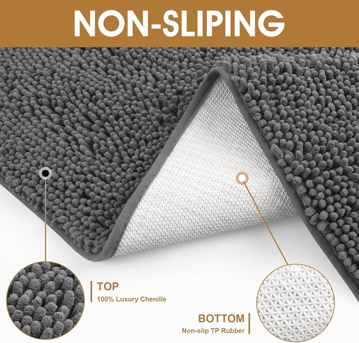 IM HOME Extra Large Dog Door Mats for Muddy Paws, Chenille Absorbent Dog Mats, Non Slip Heavy Mud Mat for Dogs, Soft Pet Mat for Entryway, Mud Paws, Inside Floor,60" x 36", Grey