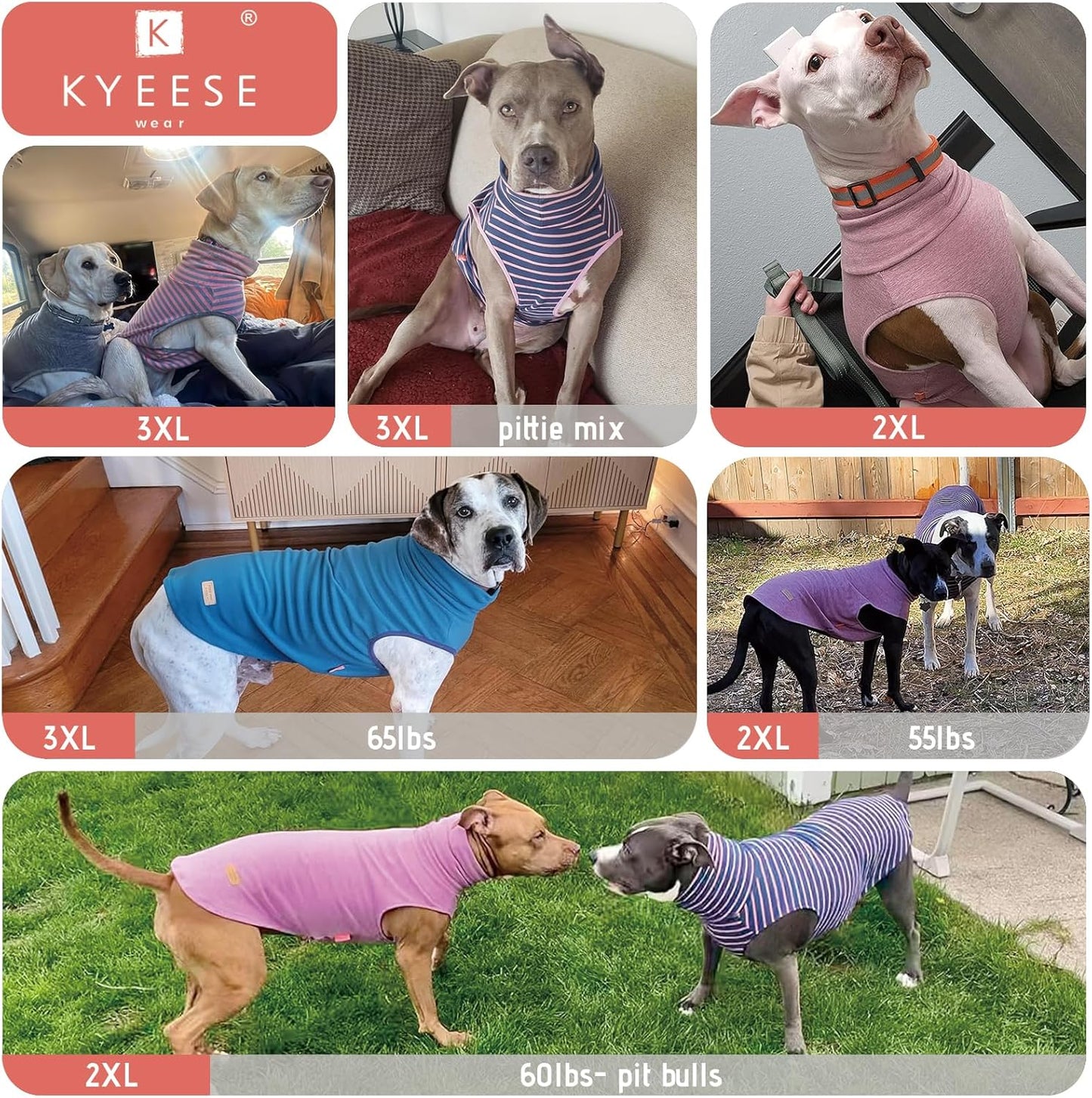 KYEESE 2Pack Dog Sweater Soft Dogs Clothes Stretchy Pets Sweatshirt Warm Pets Coats Pullover Dog Sweaters for Medium Dogs Girl