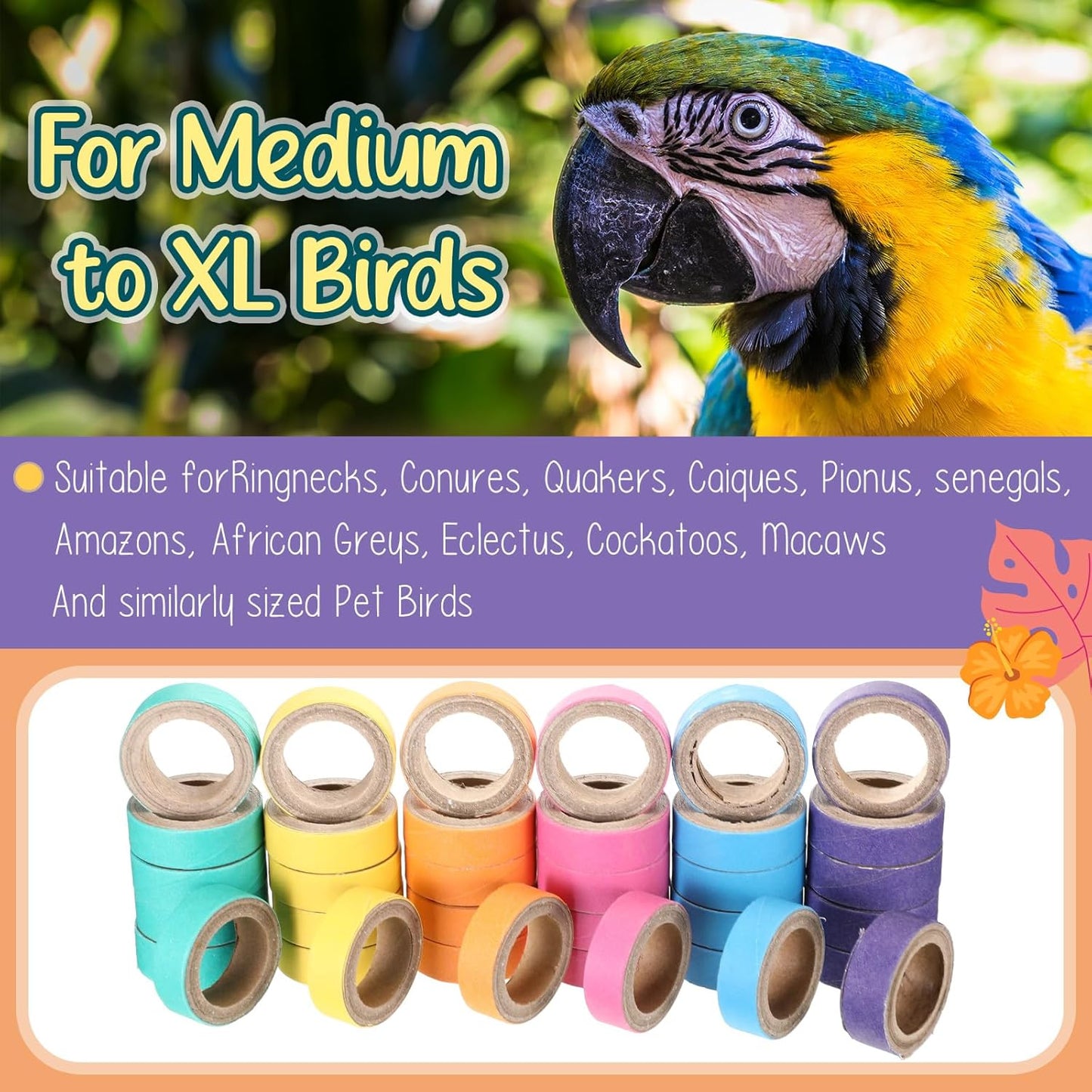 180 Pcs 1.85 Inch Bagels Bird Toys for Parrots Cardboard Bird for Chewing Shredding Foraging Play Foot Wooden Parrot Toys for Medium and Large Macaws Cockatoos