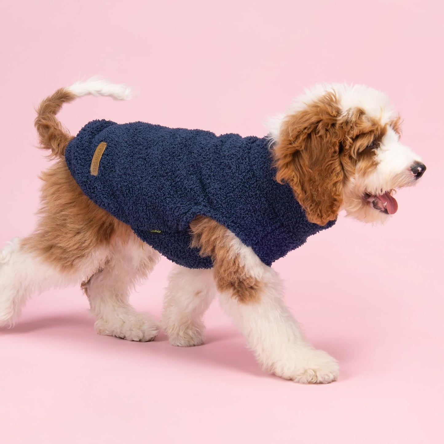 Fitwarm 2 Pack Striped Fleece Dog Sweater, Warm Winter Dog Clothes for Small Dogs Boy Girl, Fuzzy Pet Outfit, Doggy Pullover Jumper, Grey, Navy, XXL