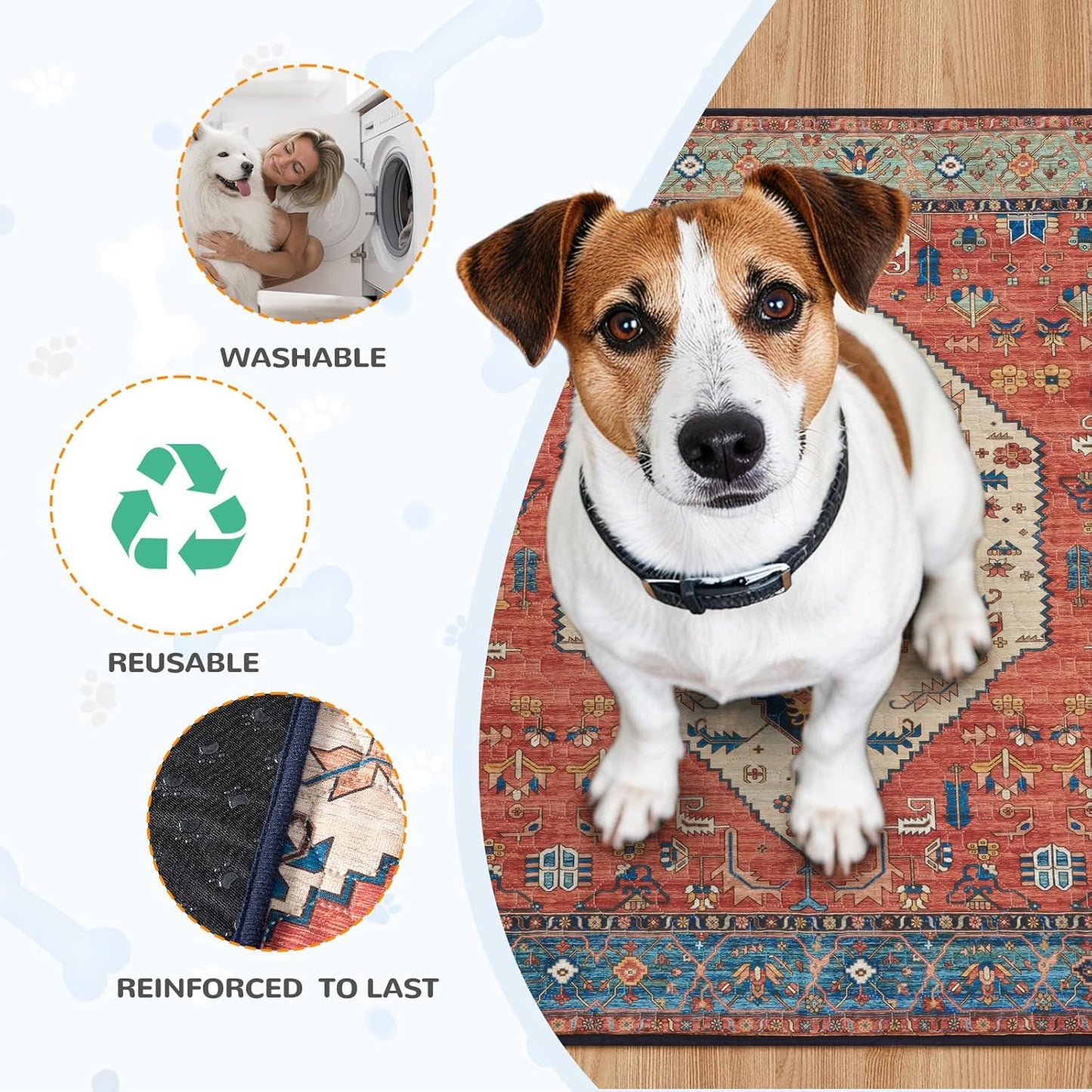 Lahome Super Absorbent & Leakproof Washable Dog Pee Pads - 2 Pack Value Set - Waterproof, Non-Slip Reusable Pads for Puppy Training, Crates & Whelping (24"x24", Red)