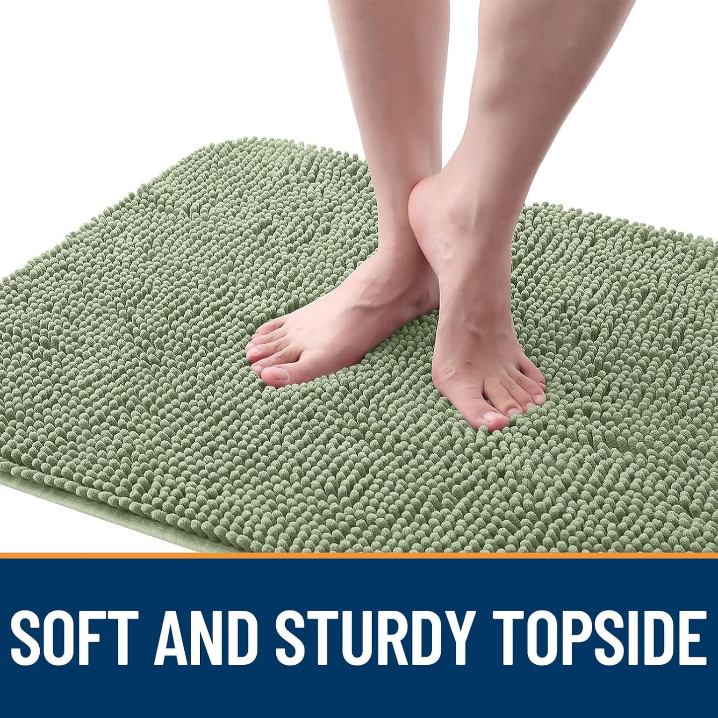 OLANLY Dog Door Mat for Muddy Paws 47x24, Absorbs Moisture and Dirt, Absorbent Non-Slip Washable Doormat, Quick Dry Chenille Mud Mat for Dogs, Entry Indoor Entryway Carpet for Inside Floor, Sage Green