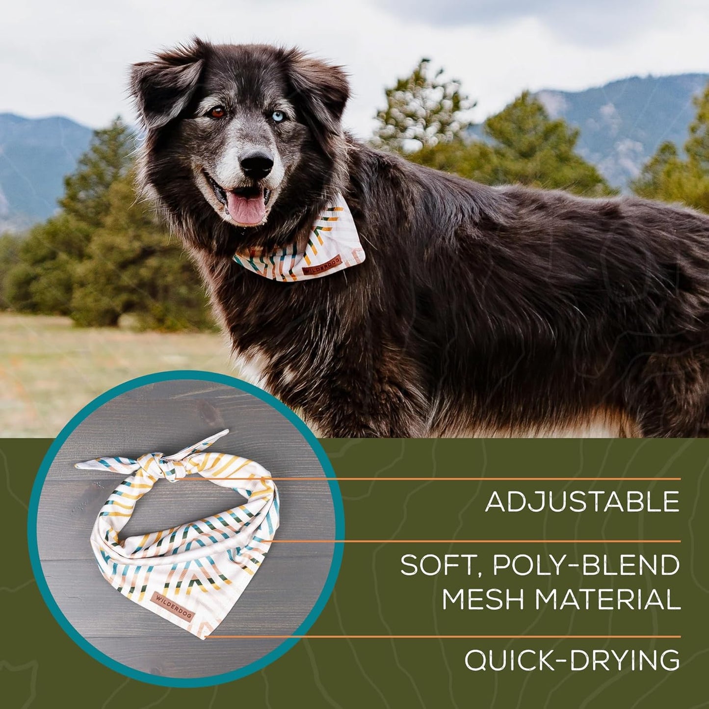 Wilderdog Dog Bandana with Lightweight Quick Drying Poly-Blend Mesh Material in Americana