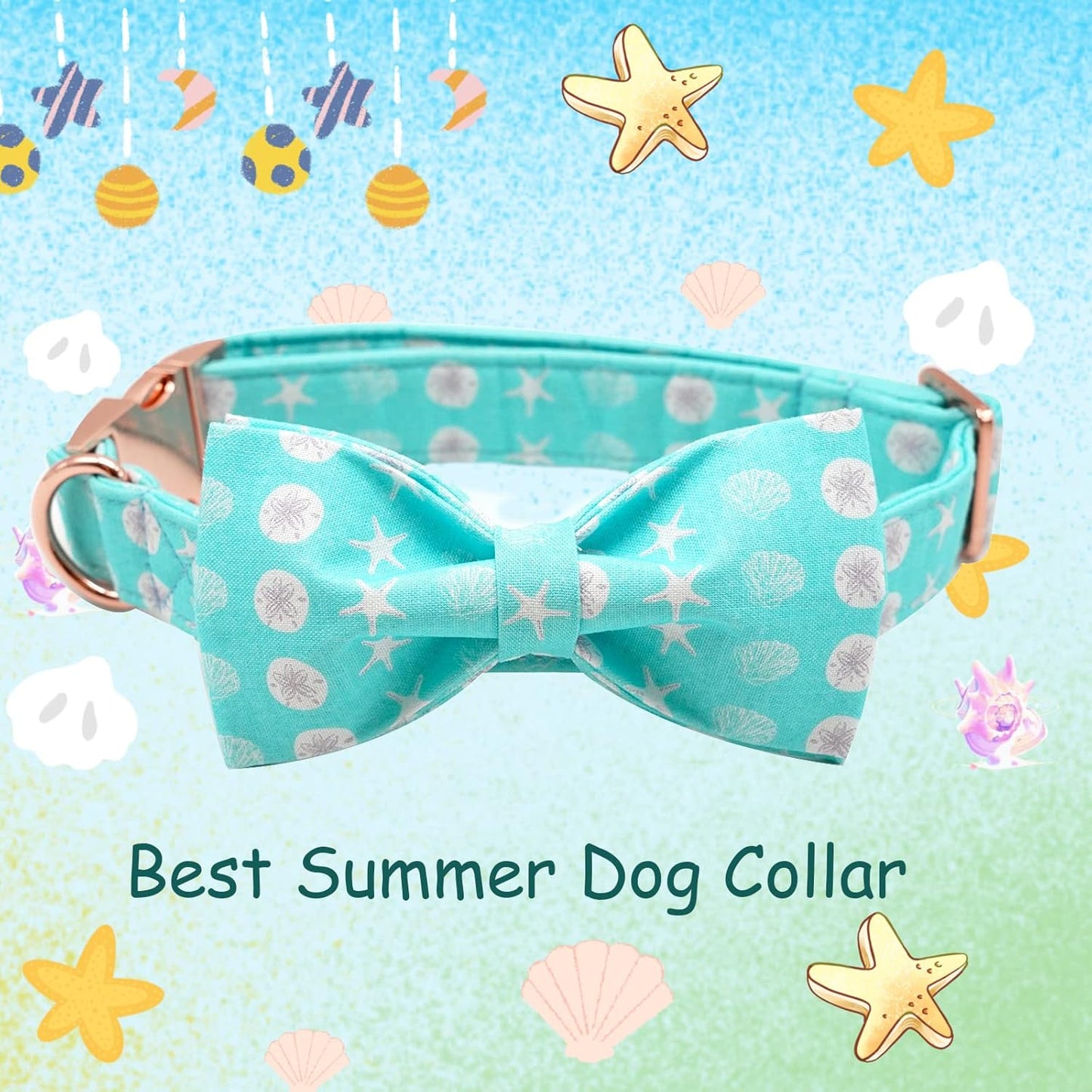 Elegant Little Tail Summer Dog Collar with Bow, Cute Bowtie for X-Small Puppy and Cat