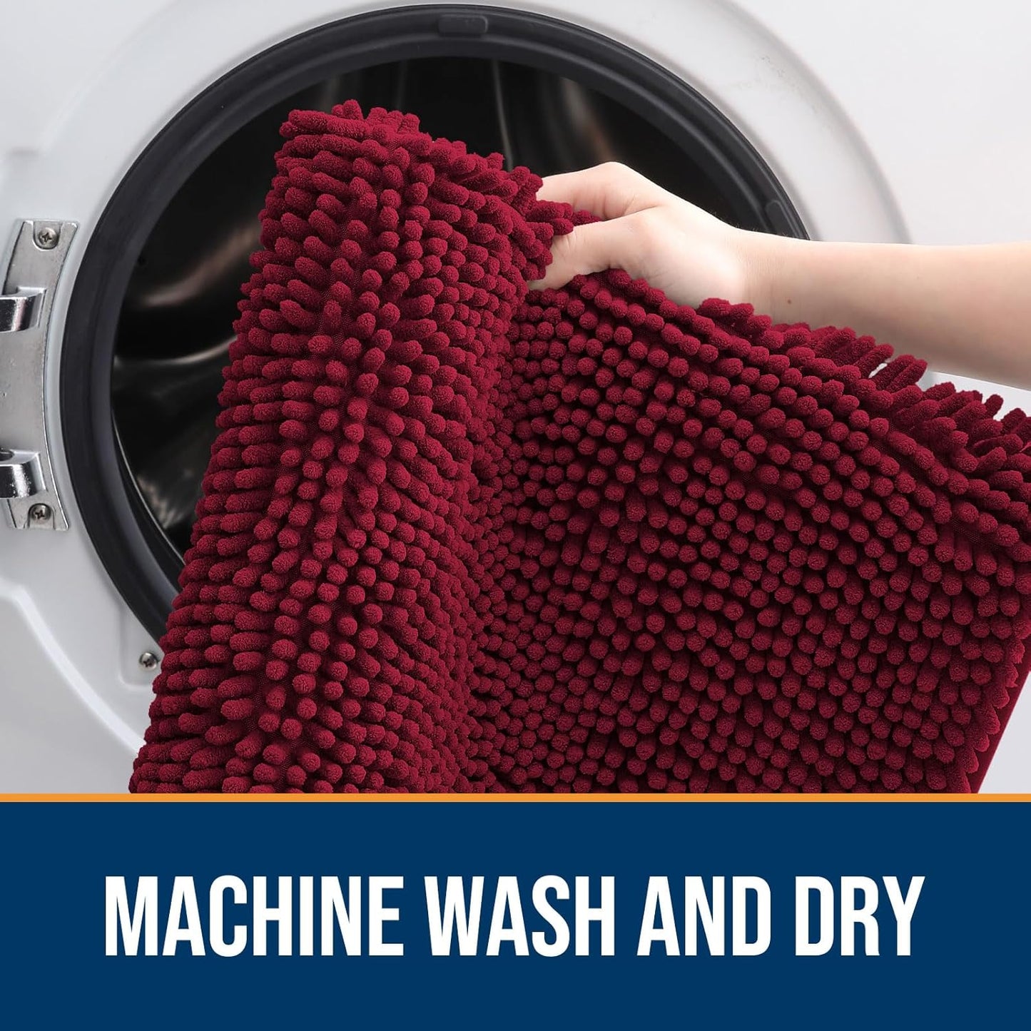 OLANLY Dog Door Mat for Muddy Paws 54x32, Absorbs Moisture and Dirt, Absorbent Non-Slip Washable Doormat, Quick Dry Chenille Mud Mat for Dogs, Entry Indoor Entryway Carpet for Inside Floor, Burgundy